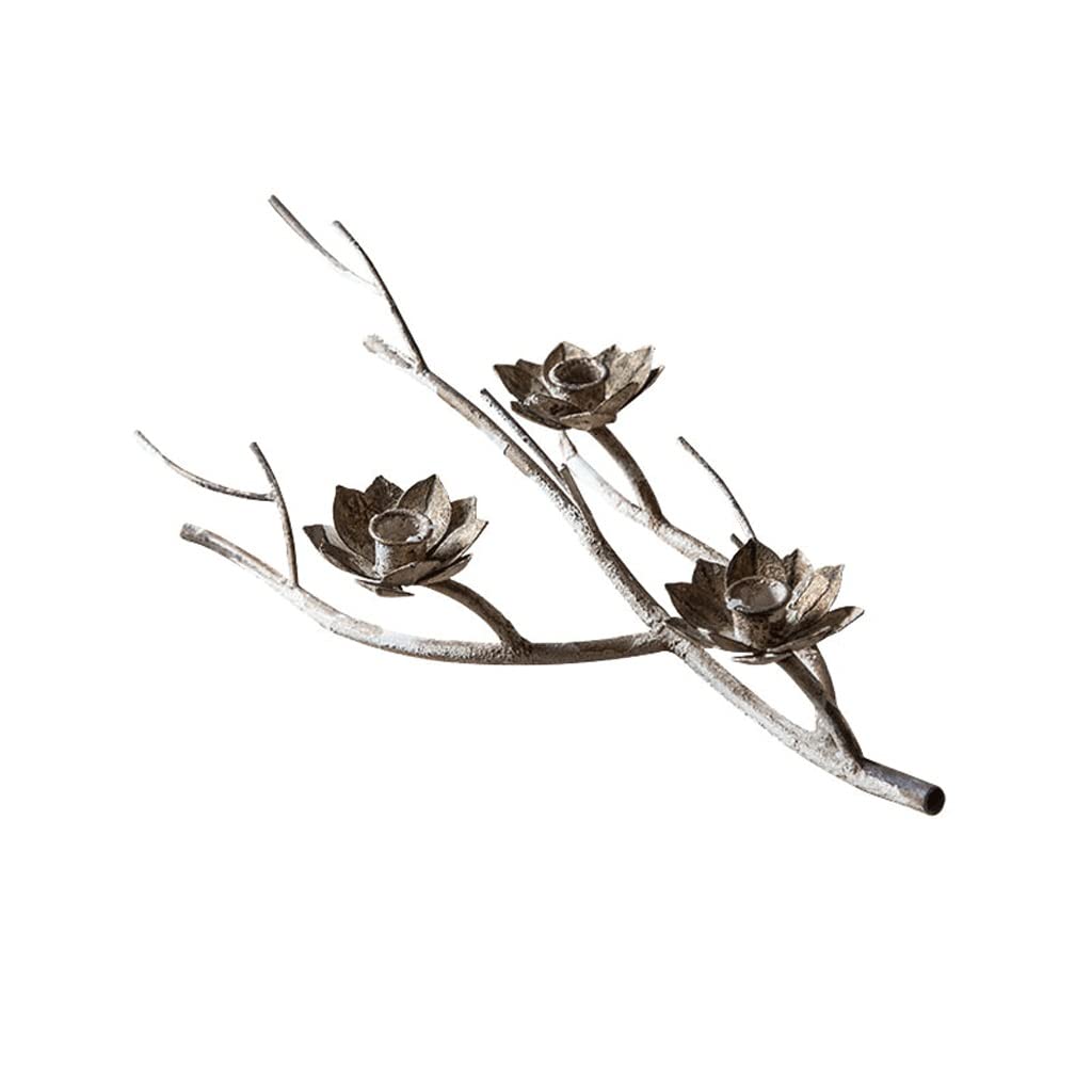 Rustic Iron Rose Petal Candle Holder - Vintage Pillar Candle Stand for Tabletop Centerpiece, Dinner Party, Living Room & Kitchen Decor - Candlestick Lamp for Romantic Ambiance (Color: A)