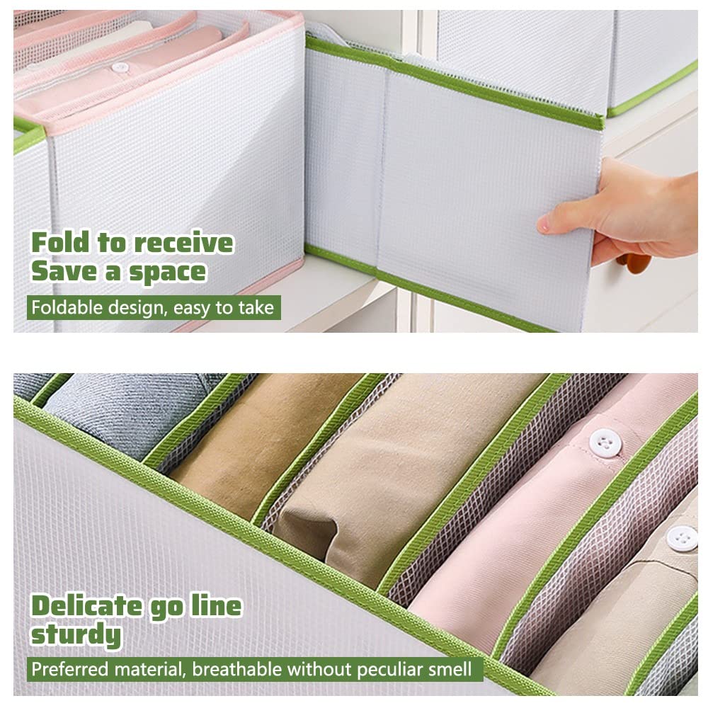 2-Pack 9-Grid Washable Mesh Closet Organizer - Foldable Storage Box for Underwear, Socks, Scarves, Leggings, T-Shirts & Jeans | Portable Drawer Divider for Bedroom, Closet & Travel Organization