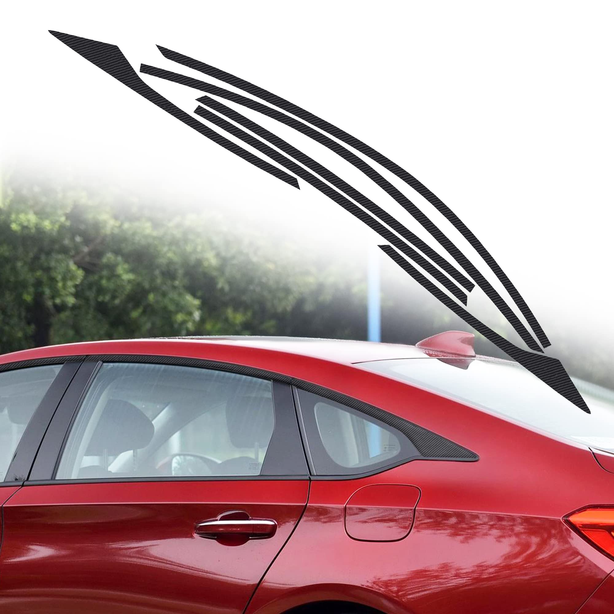 TOMALL Car Window Edge Vinyl Stickers for Honda Accord Sedan 2018-2022 | Carbon Fiber Auto Window Trim Cover Strip Accessories | Weatherproof Protection & Style Upgrade