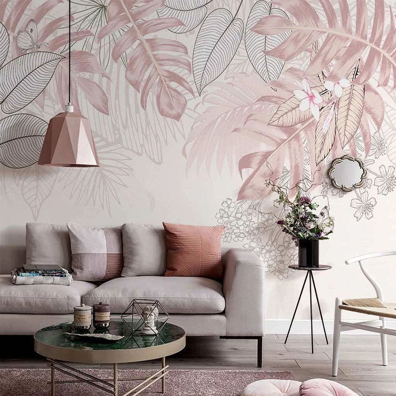 Tropical Plants Leaves Wallpaper - Vibrant Green Leaf Peel & Stick Wallpaper for Living Room, Bedroom, Bathroom | Self-Adhesive Removable Wall Decor for Home & Office Interior Design
