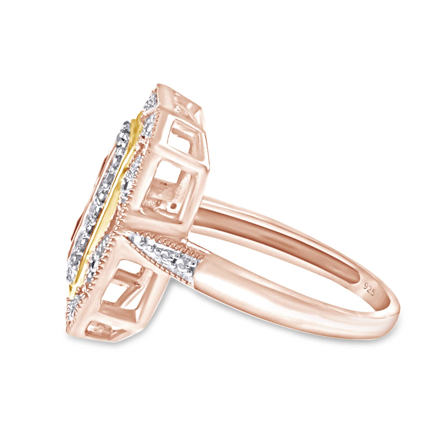 Sterling Silver Art Deco Style Ring with Created Ruby and White Natural Diamond Accents - Elegant Jewelry for Weddings, Parties & Special Occasions