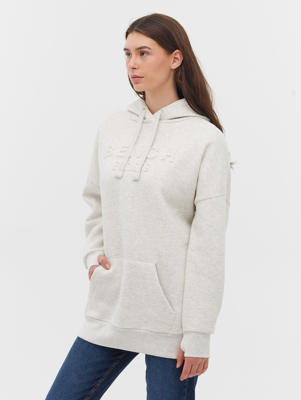 Ivyisla Longline Deboss Hoodie for Women - Stylish Oversized Pullover Sweatshirt for Casual Wear & Street Fashion