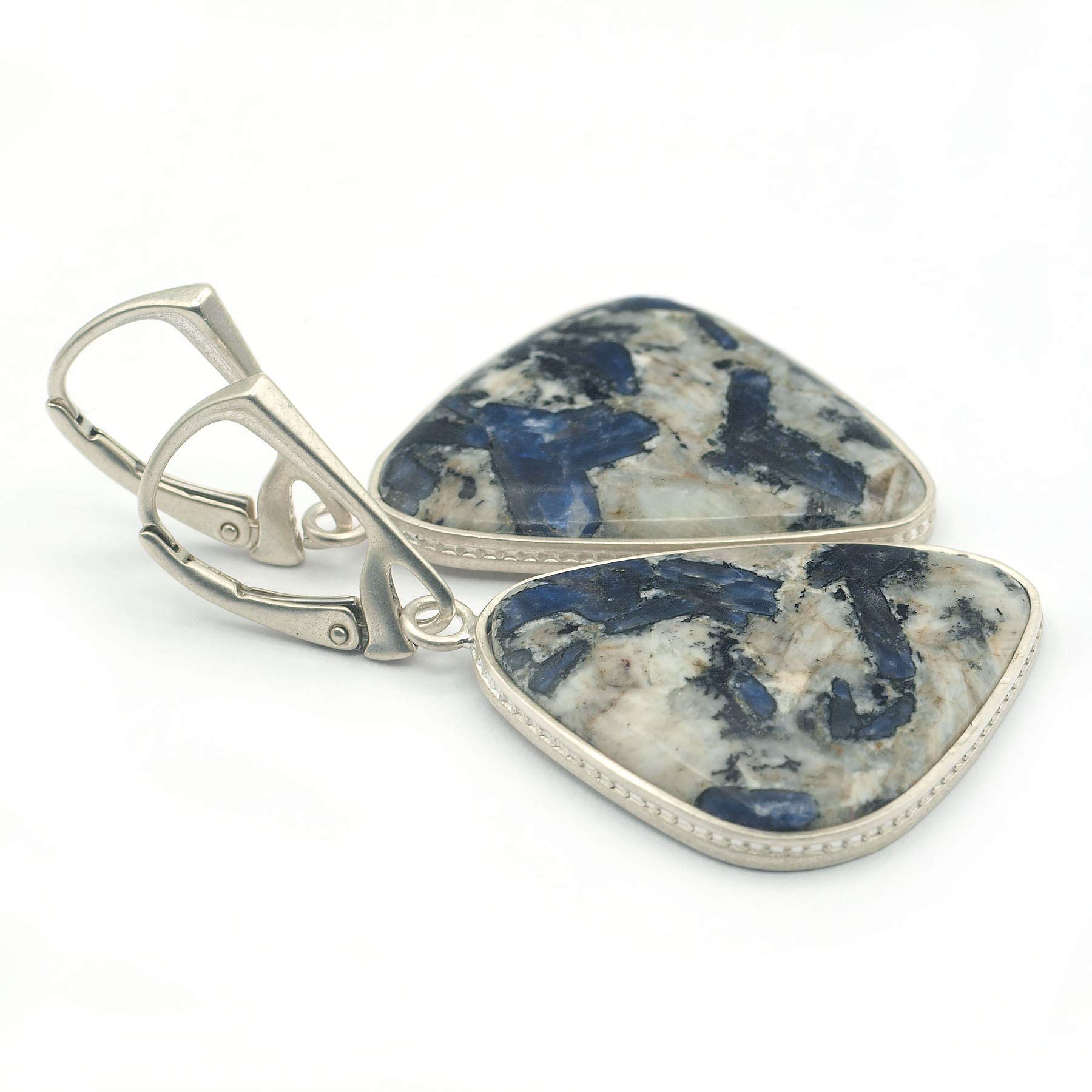 Natural Sapphire in Matrix 925 Sterling Silver Earrings for Women - Elegant Handmade Jewelry for Everyday Wear & Special Occasions