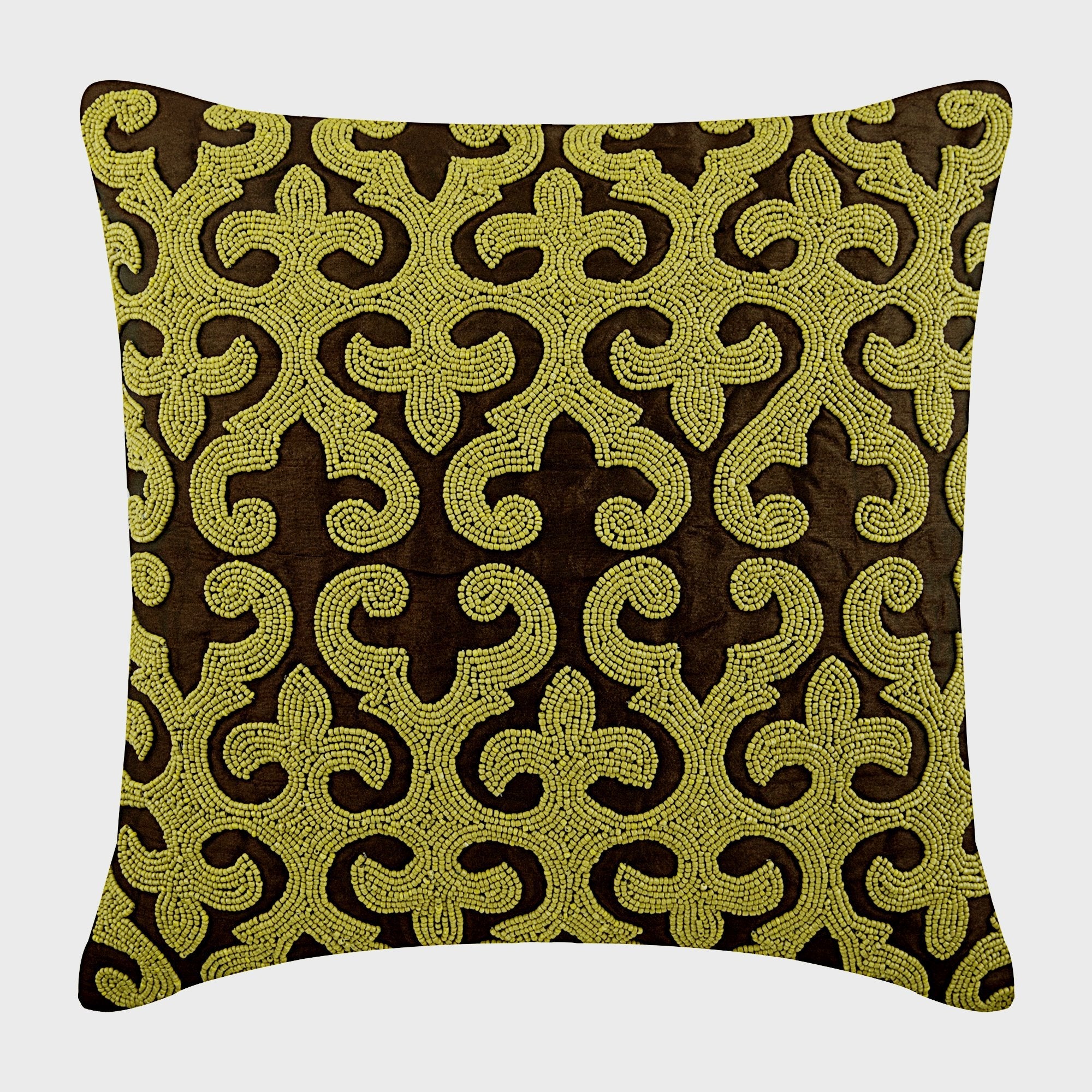 Luxury Brown Silk Euro Sham Pillow Cover - Elegant Decorative Throw Pillow Case for Bedroom, Living Room & Sofa - Home Decor Accent for Modern & Classic Interiors