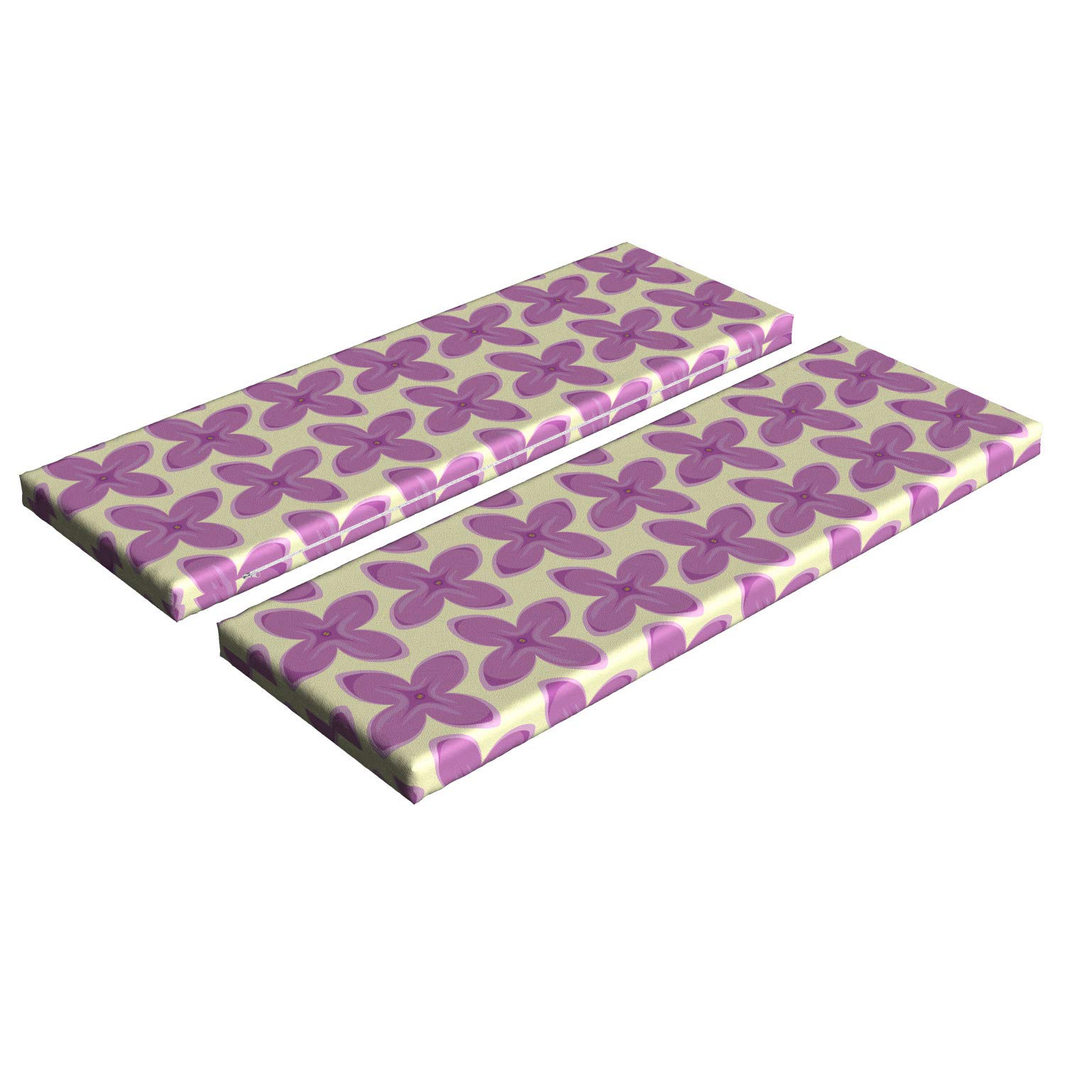 Ambesonne 2-Piece Mauve Bench Cushion Set with Floral Bouquet Design - 45