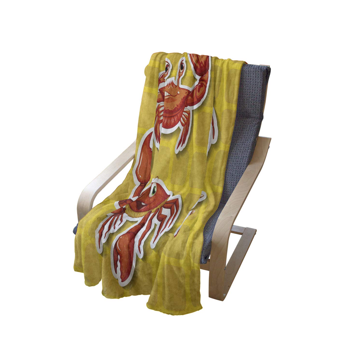 Ambesonne Cartoon Crab Print Flannel Fleece Throw Blanket - 60
