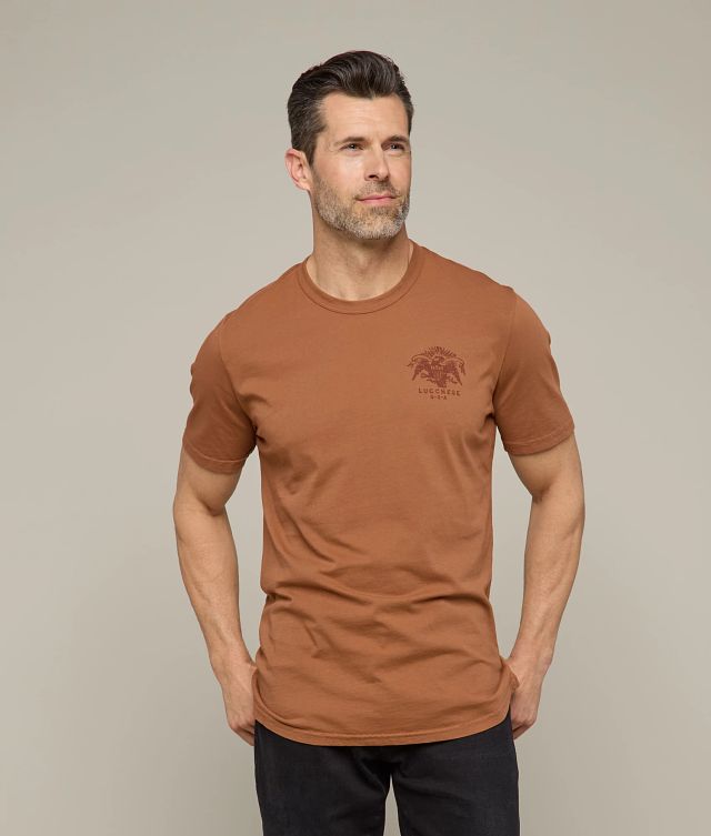 Eagle Stamp Graphic T-Shirt for Men - Soft Cotton Brown Tee - Casual Streetwear & Outdoor Activities