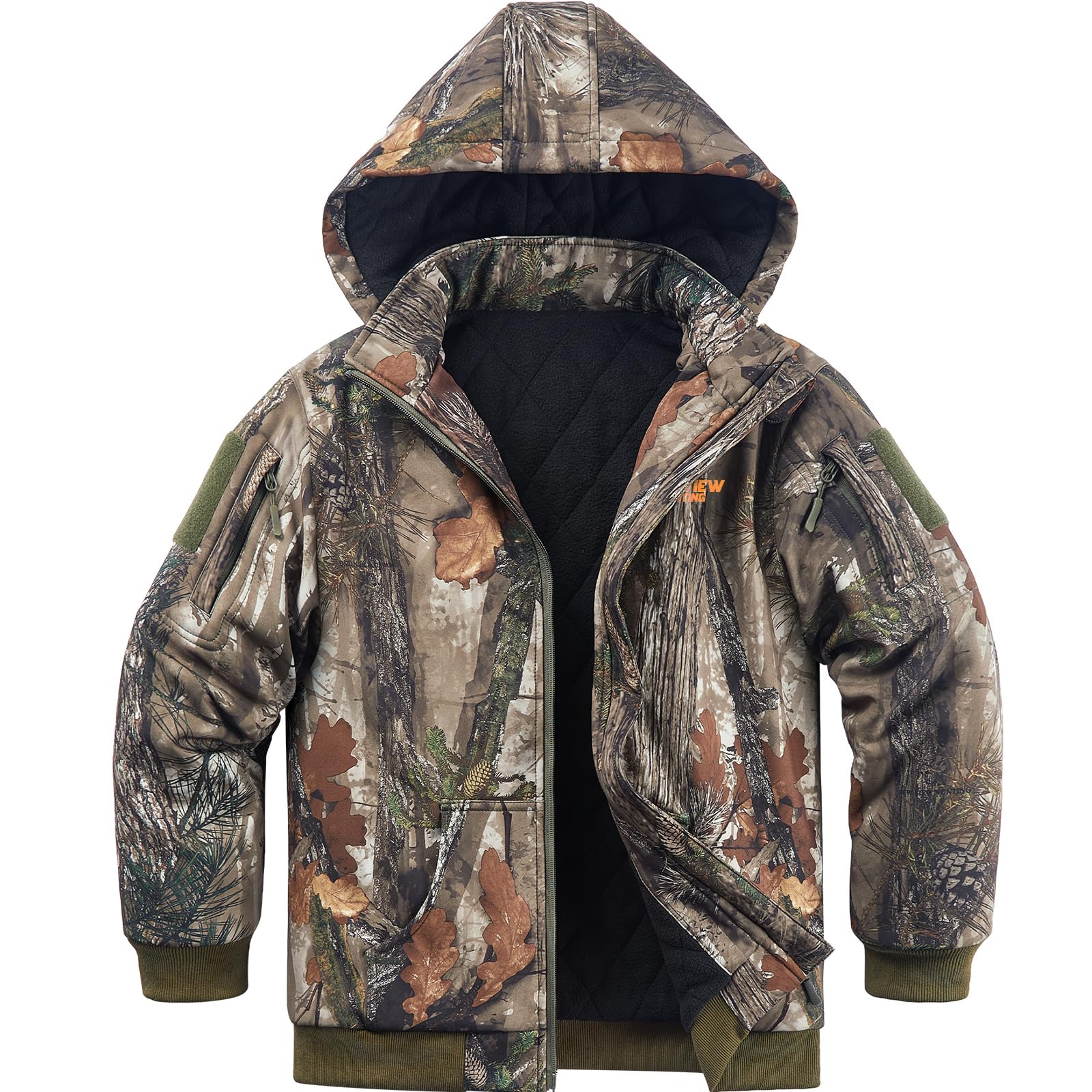 NEW VIEW Kids Camo Hunting Clothes - Silent Youth Hunting Jacket for Cold Winter | Waterproof Camouflage Hunting Coat for Boys & Girls | Perfect for Outdoor Adventures, Hunting Trips & Winter Camping