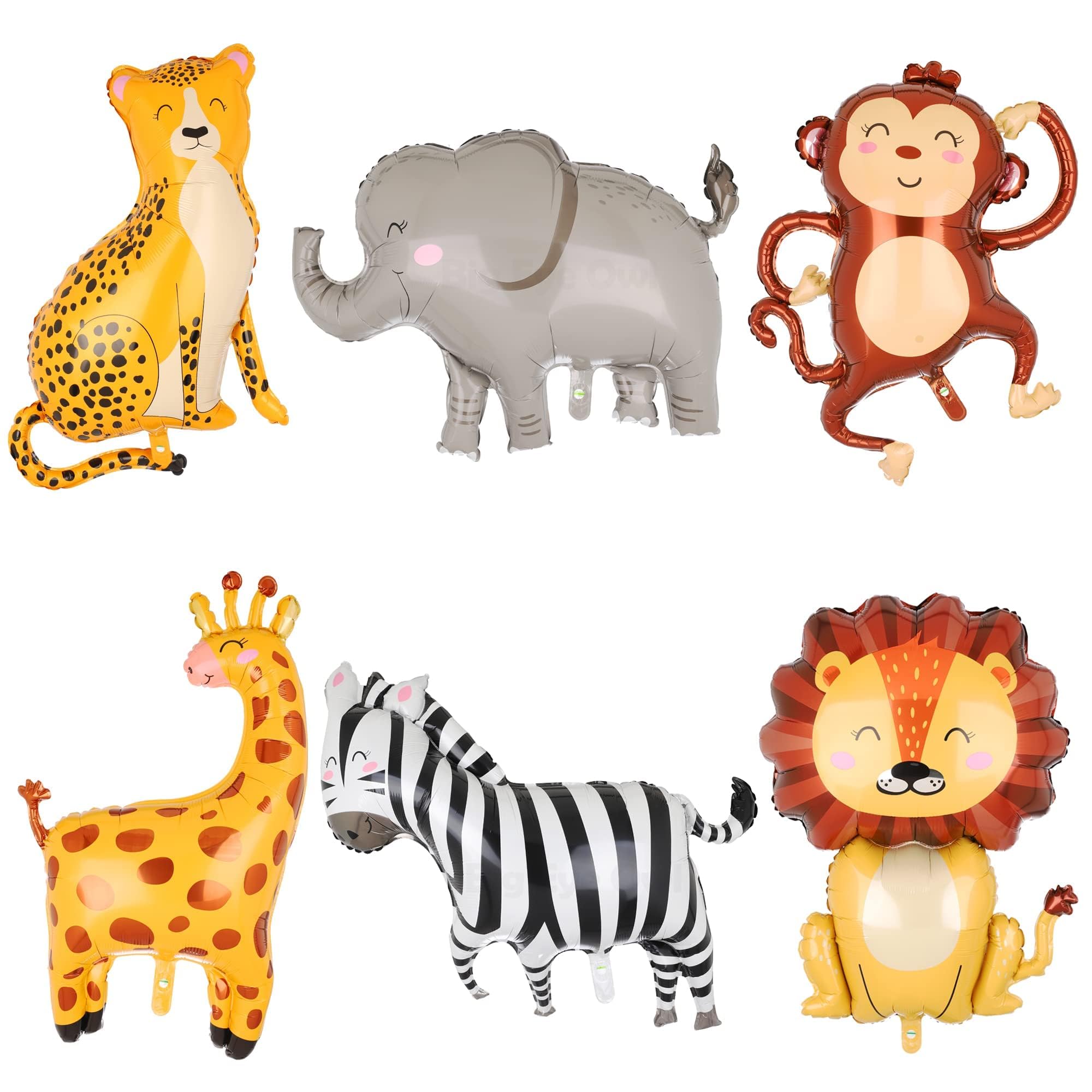 Wild One Safari Animal Balloons - Giant Jungle Themed Balloon Decor for Boys Birthday Party (Zebra, Elephant, Giraffe, Monkey) - Perfect for Zoo Theme Parties, Baby Showers & Safari Decorations