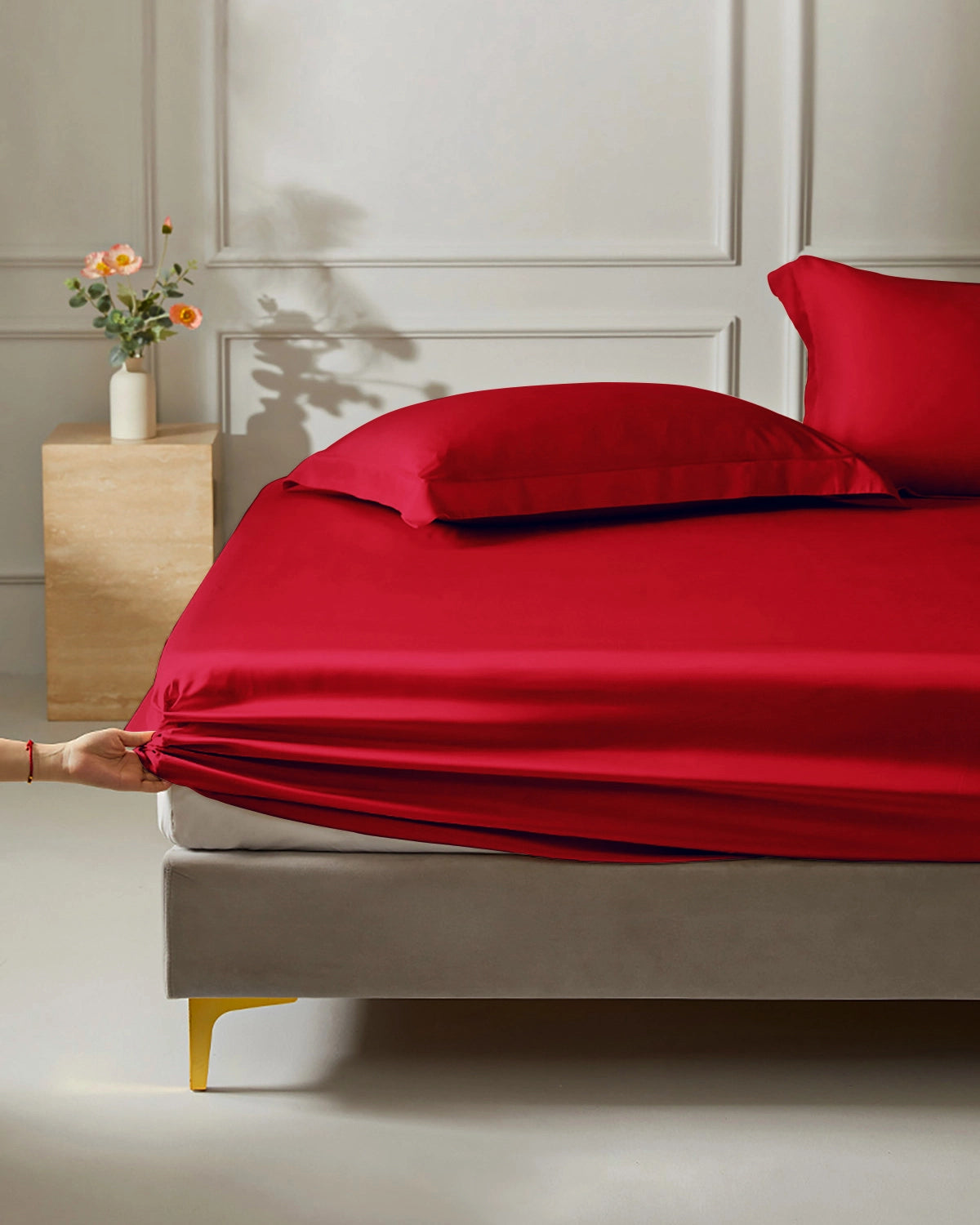 19 Momme 100% Mulberry Silk Fitted Sheet - Queen Size Luxury Bedding for Soft & Breathable Sleep - Perfect for Hot Sleepers & Sensitive Skin