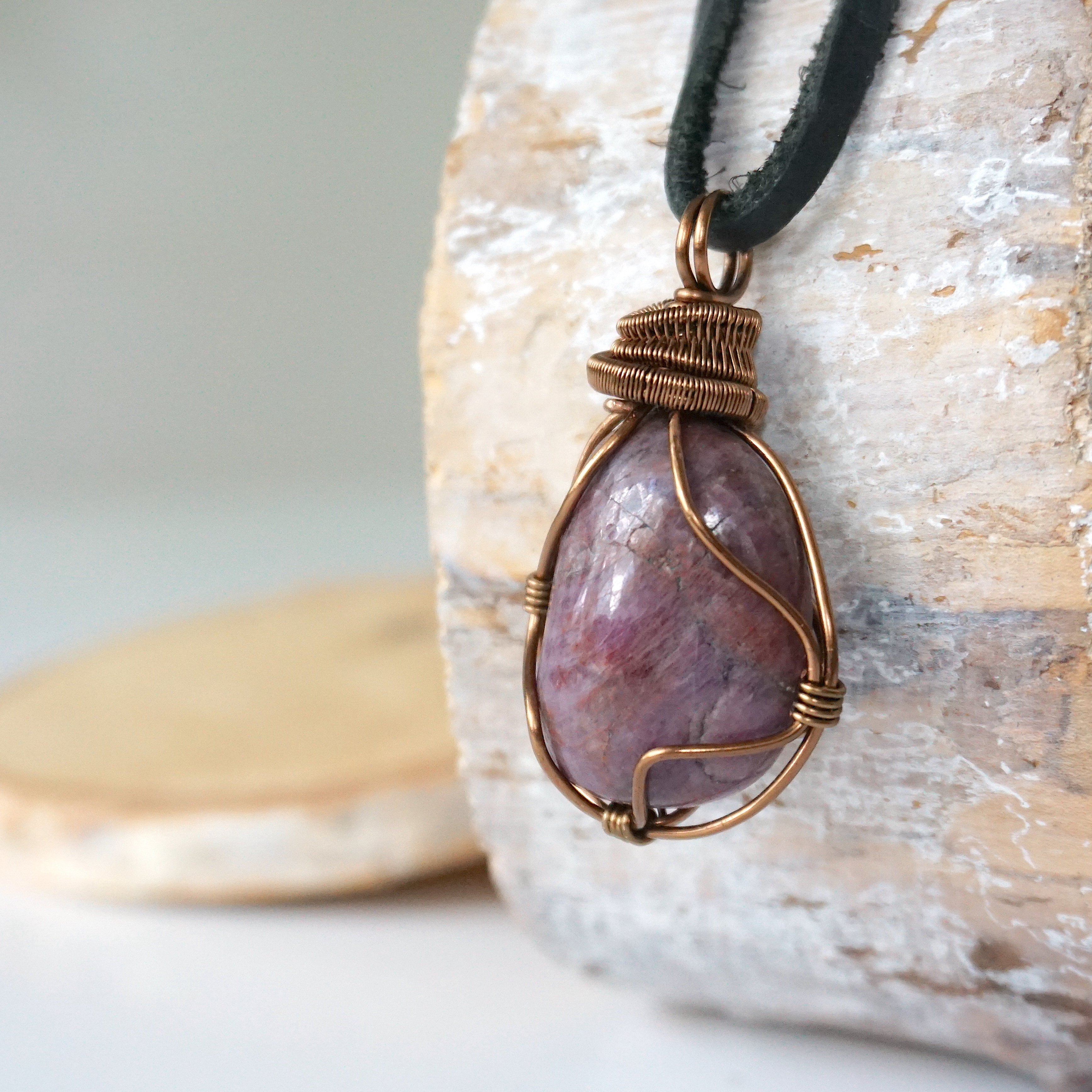 Antique Bronze Men's Ruby Pendant Necklace with Black Leather Cord - Perfect for Gifts, Weddings & Everyday Wear
