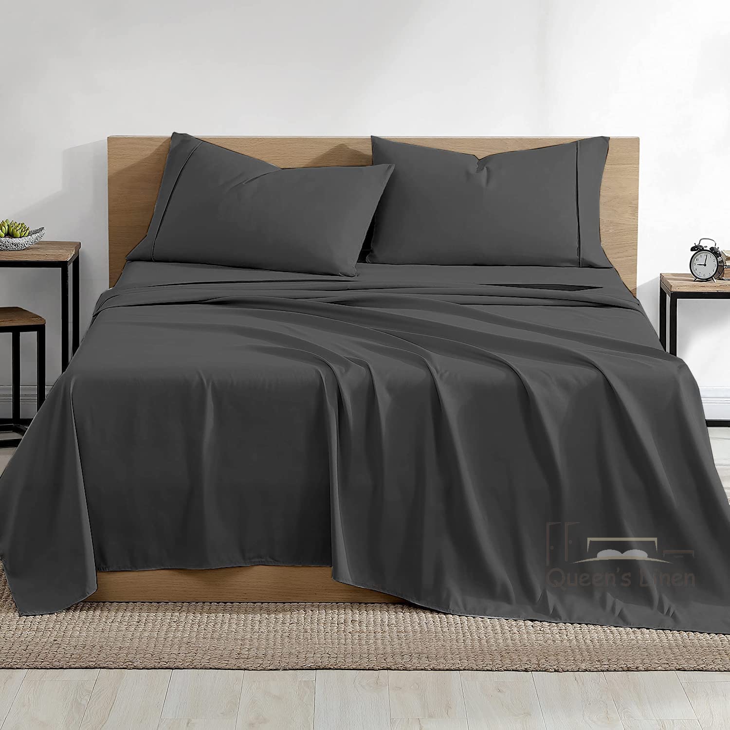 Premium 100% Egyptian Cotton 4-Piece King Size Bed Sheet Set - 400 Thread Count, 15