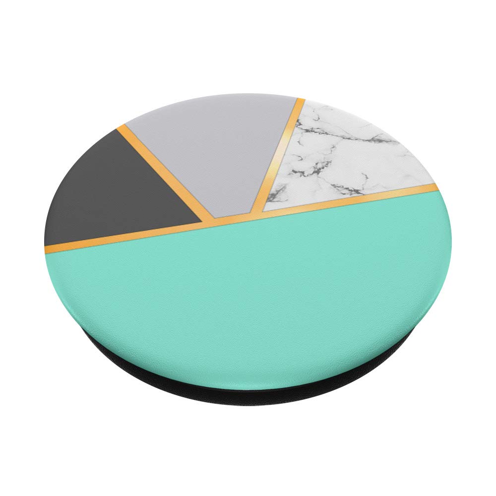 Grip Green Teal Mint Grey Marbled Geometric Chic Design PopSocket PopGrip - Swappable Phone & Tablet Grip for Secure Hold and Stylish Phone Stand