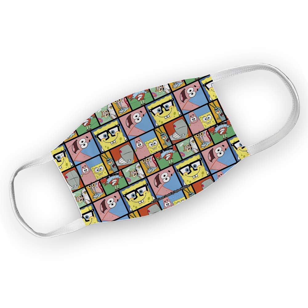 SpongeBob SquarePants Reusable Washable Face Mask for Kids & Adults - Comfortable Breathable Fabric for School, Travel, and Daily Protection
