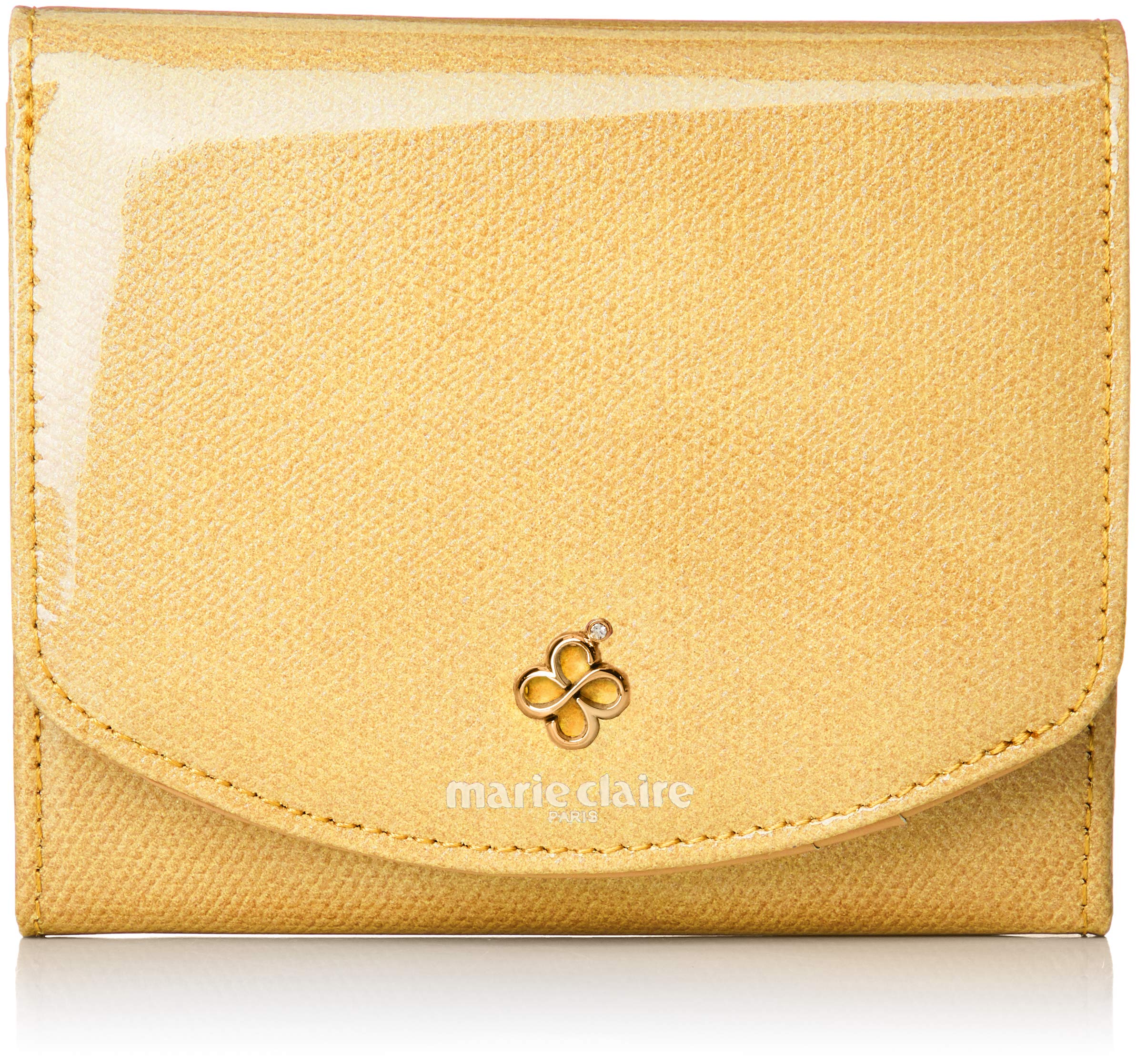 Mari Claire Women's Genuine Leather Bi-Fold Wallet with Zipper Coin Purse - Large Capacity Floral Design (Yellow) - Perfect for Everyday Use, Travel & Gift Giving