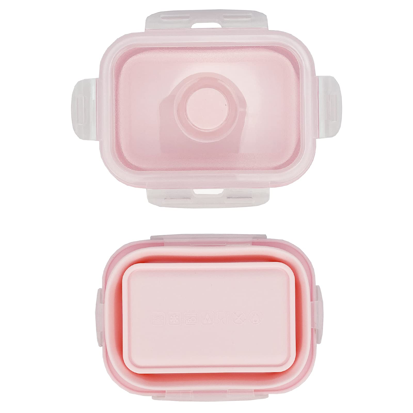 CCyanzi 3-Piece Collapsible Food Storage Containers with Lids - Microwave & Freezer Safe Silicone Lunch Box Set - Space Saving for Kitchen, Office, Camping & Travel (Pink) | Perfect for Meal Prep, Leftovers & On-the-Go Snacks