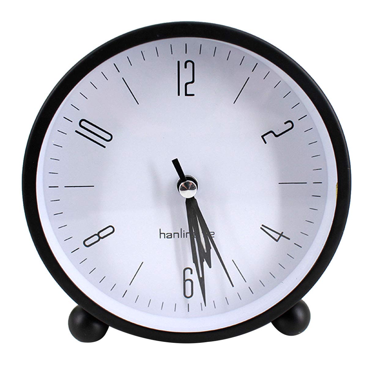 Adela 4 Inch Silent Analog Alarm Clock with Night Light - No Ticking, Super Quiet for Bedroom, Office, or Nursery - Perfect for Light Sleepers & Kids (Black)
