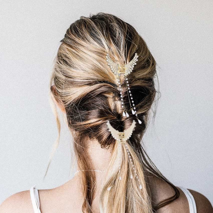Butterfly Hair Clips with Pearl Tassels - Small Hair Claw Barrettes for Women & Girls - Perfect for Weddings, Parties & Everyday Styling