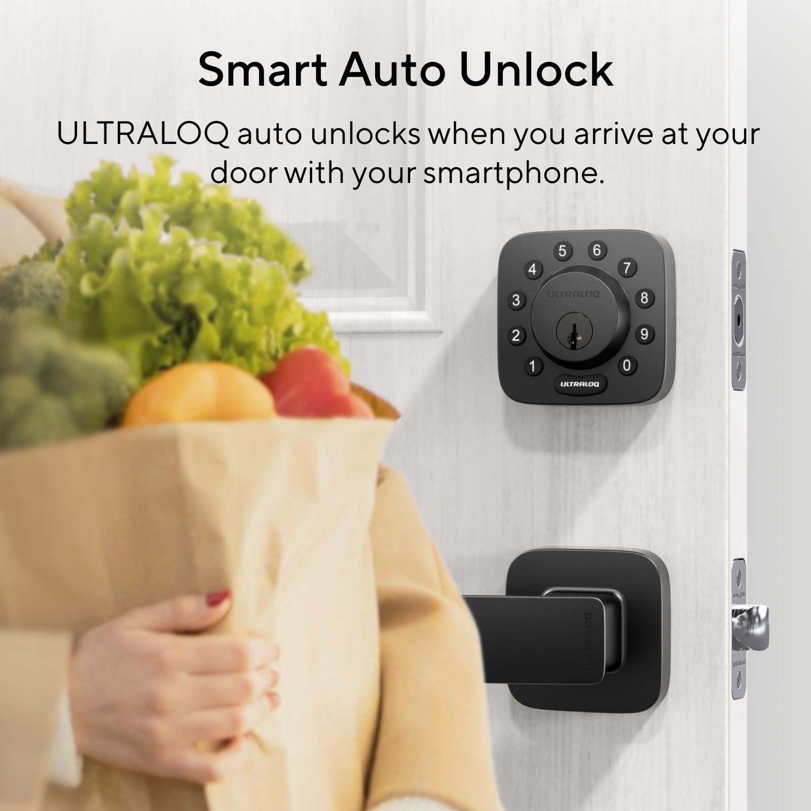 Ultraloq U-Bolt Smart Lock with Handle Set - Keyless Entry Bluetooth Fingerprint & App Control Smart Deadbolt for Front Door - Perfect for Home Security & Airbnb Rentals