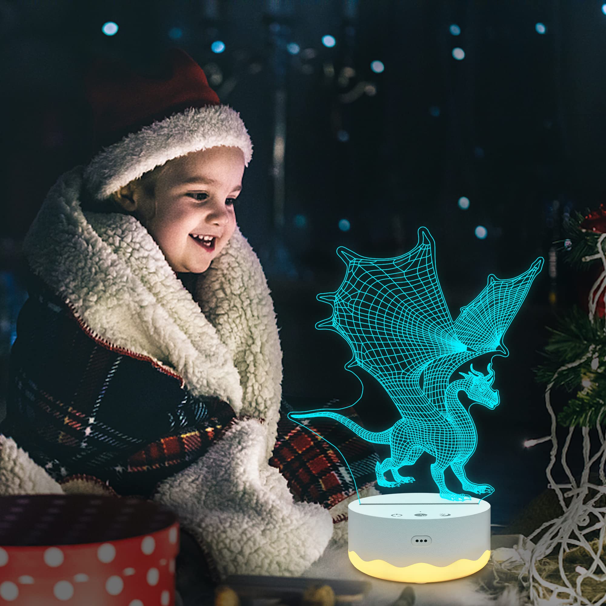 Fantasy Dragon 3D Night Light with Timer & Dimmer - Cool LED Room Decor for Kids, Girls, Women | Perfect Birthday & Christmas Gift Idea for Fantasy Lovers | Bedroom, Nursery, Game Room Lighting Decor