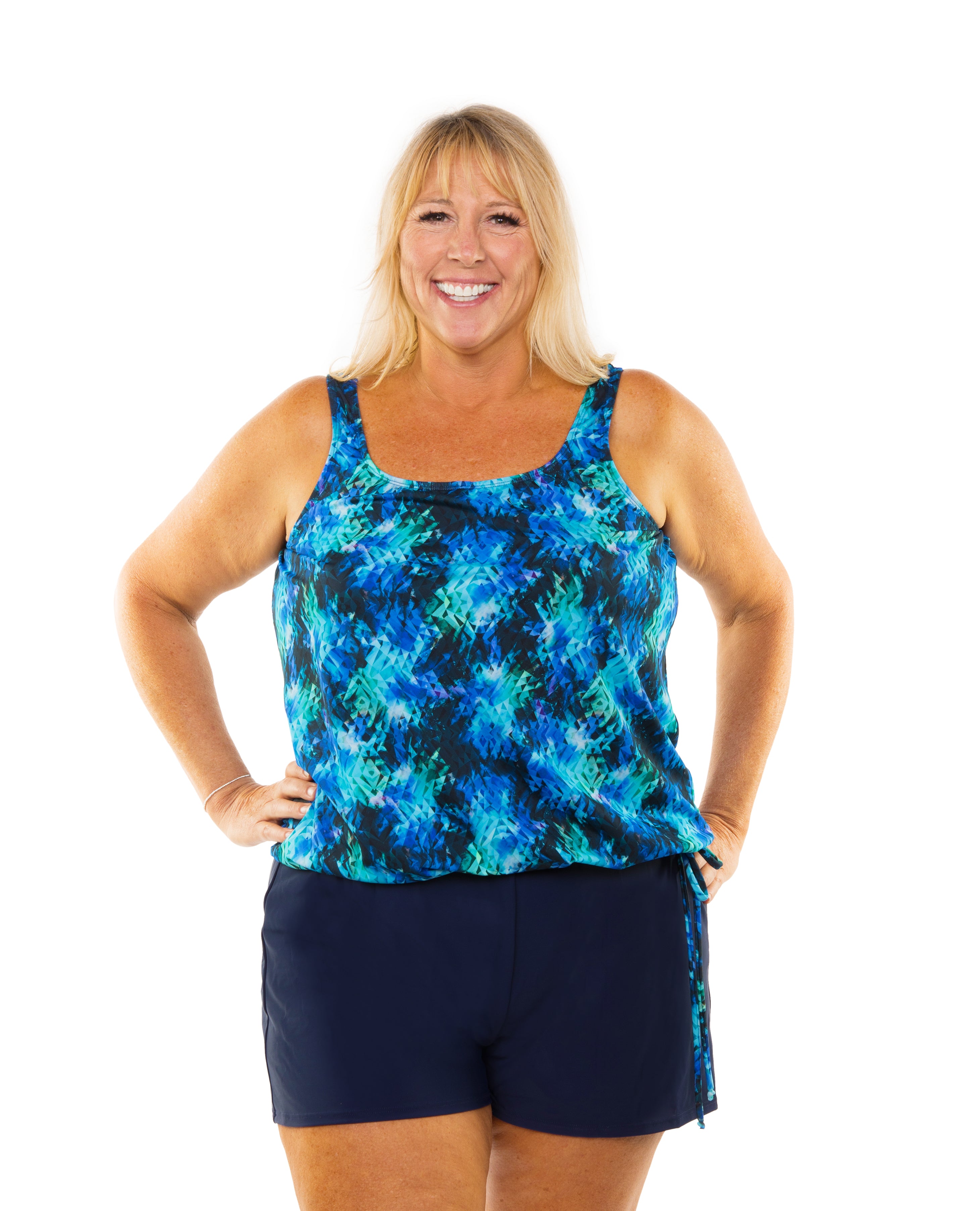 Missy Tank Strap Blouson Top with Jazzy Jewel Details - Trendy Women's Fashion for Casual Wear, Night Out & Summer Parties
