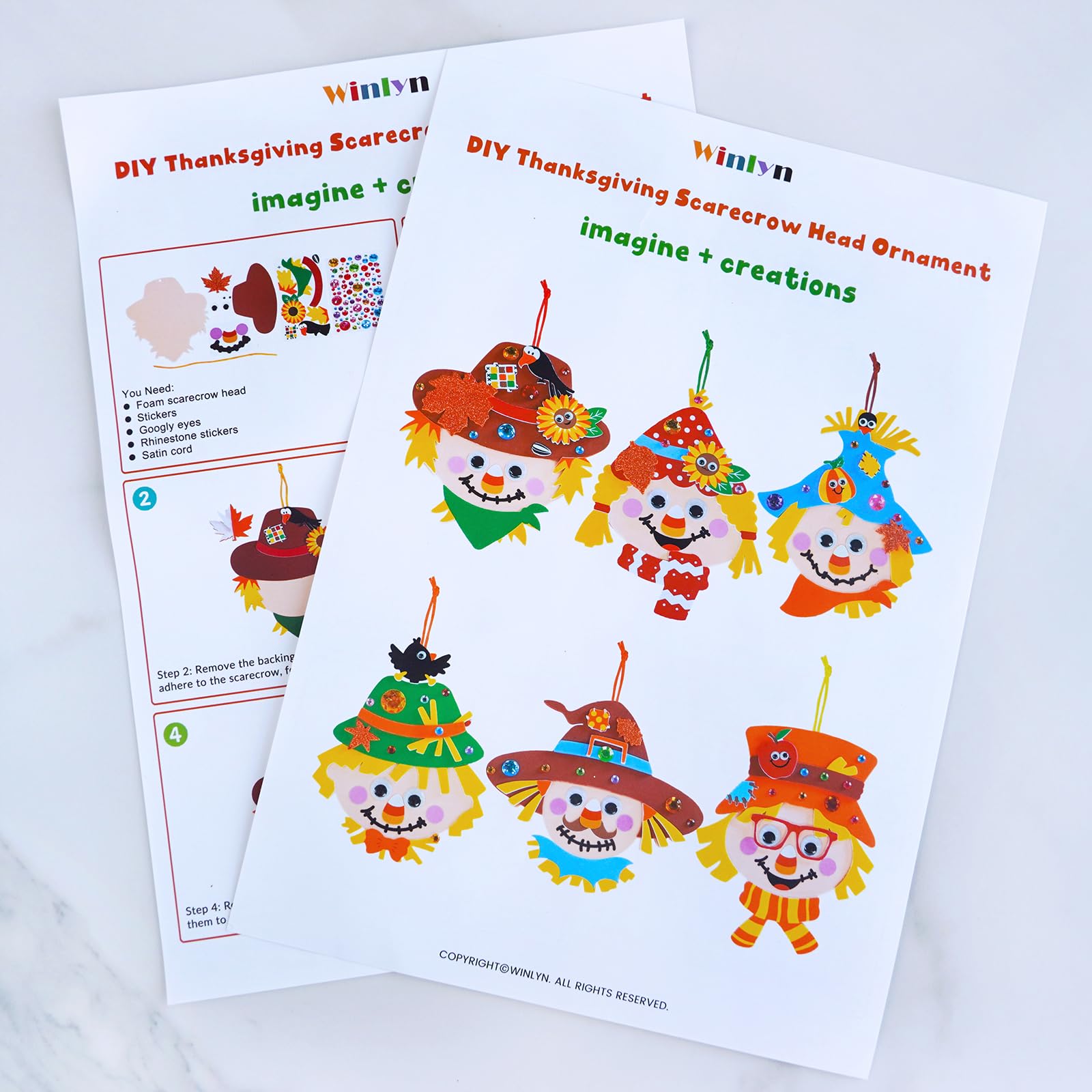 Winlyn 24 Sets Fall Craft Kits - Autumn Scarecrow & Pumpkin Foam Stickers for Kids - DIY Harvest Arts & Crafts for Classroom Activities, Holiday Party Favors - Perfect for Thanksgiving Decor & Seasonal DIY Projects