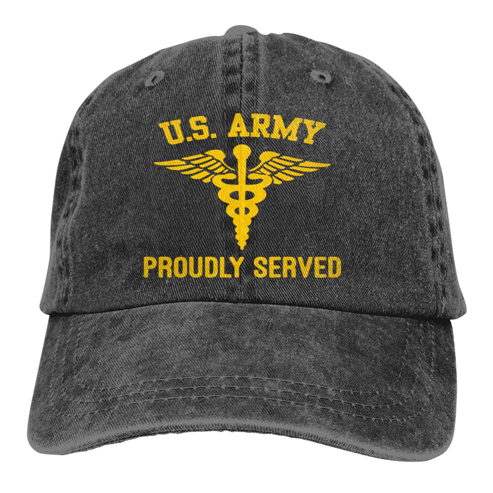 US Army Medical Corps Branch Cowboy Hat - Vintage Denim Dad Cap & Baseball Hat for Men - Plain Fit Adjustable Cotton Hats for Outdoor, Casual Wear & Military Enthusiasts