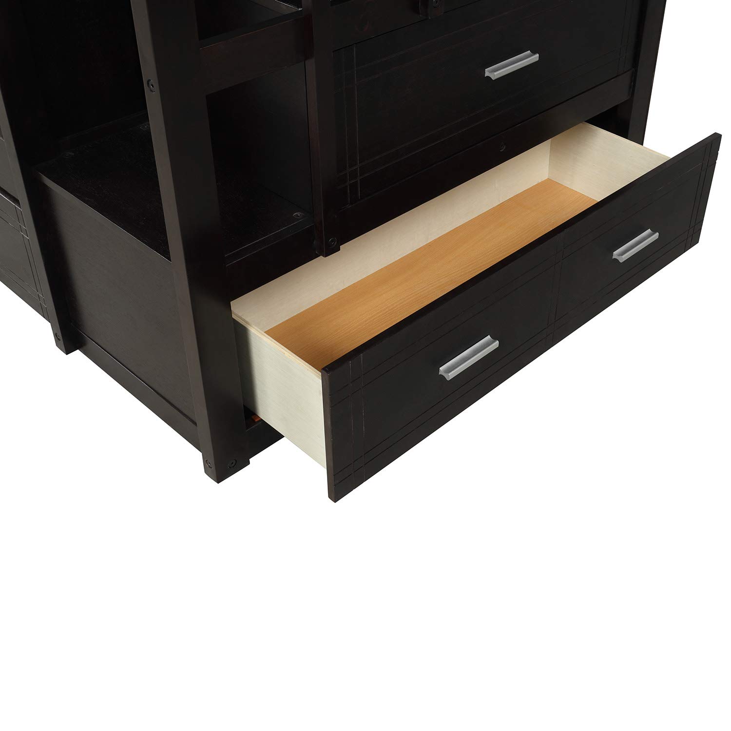 **Twin Over Twin Bunk Bed for Kids - Solid Wood Bunk Bed Frame with Trundle, Staircase, 4 Storage Drawers & Guardrails - No Box Spring Needed (Espresso + Trundle + Twin) - Perfect for Small Bedrooms, Guest Rooms & Kids' Shared Spaces**