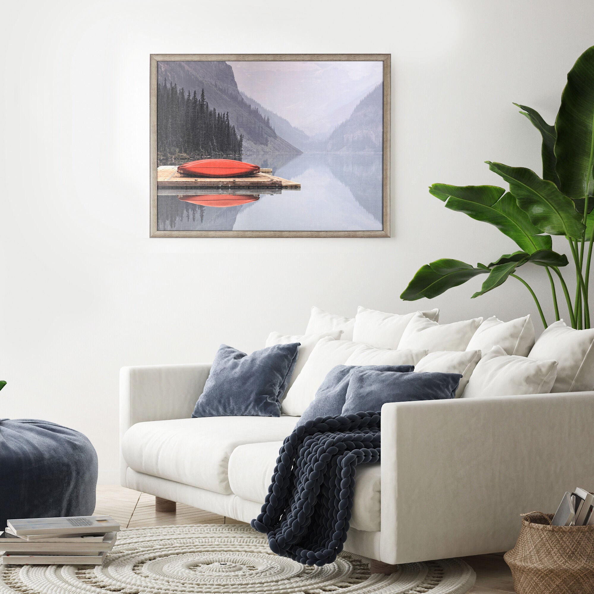 Red Boat Wall Art - Coastal Nautical Decor for Living Room, Bedroom & Office - Heartland Home Handmade Canvas Painting