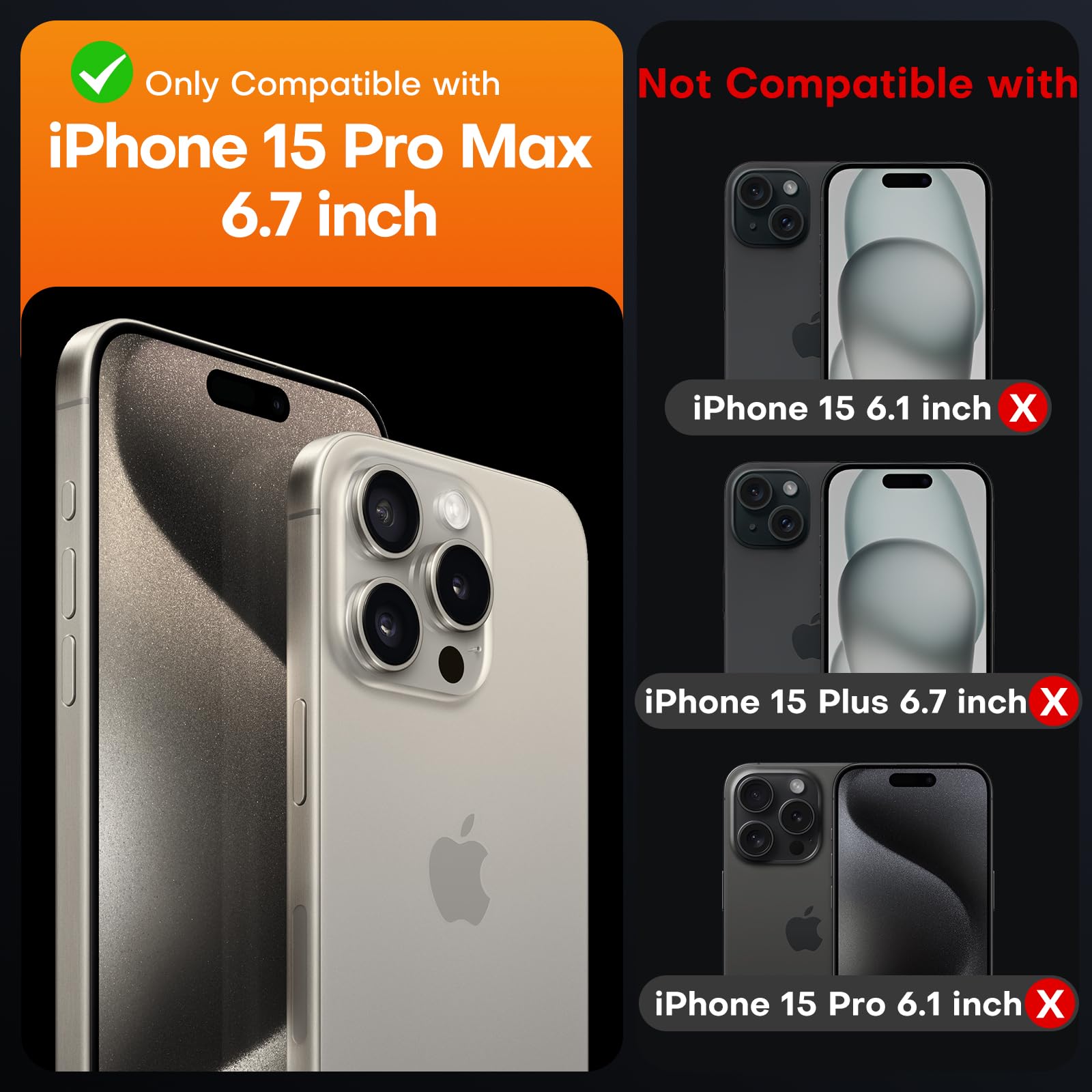 TONGATE Magnetic iPhone 15 Pro Max Case - Military Drop Shockproof with MagSafe Compatibility, Invisible Stand & Camera Protection | Includes Tempered Glass | Perfect for Outdoor Adventures, Work & Daily Use - Black