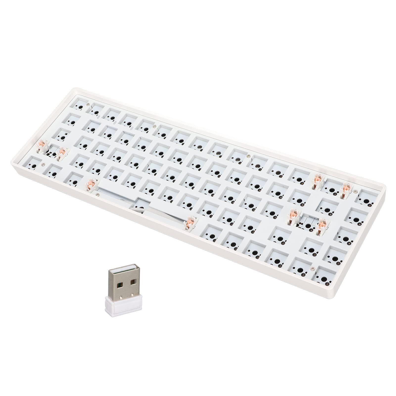 Hot Swappable DIY Mechanical Keyboard Kit - 64 Key Compact Wireless Gaming Keyboard with RGB Backlit, Programmable Macros & 2.4G Connectivity | Modular Design (White) for Home Office, Esports & Typing Enthusiasts