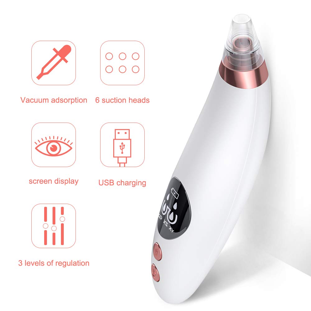 Yafei Pore Vacuum Blackhead Remover - Upgraded Strong Suction Rechargeable Facial Cleanser for Blackhead & Pimple Removal (Gray) | Perfect for Deep Cleansing & Skincare Routine