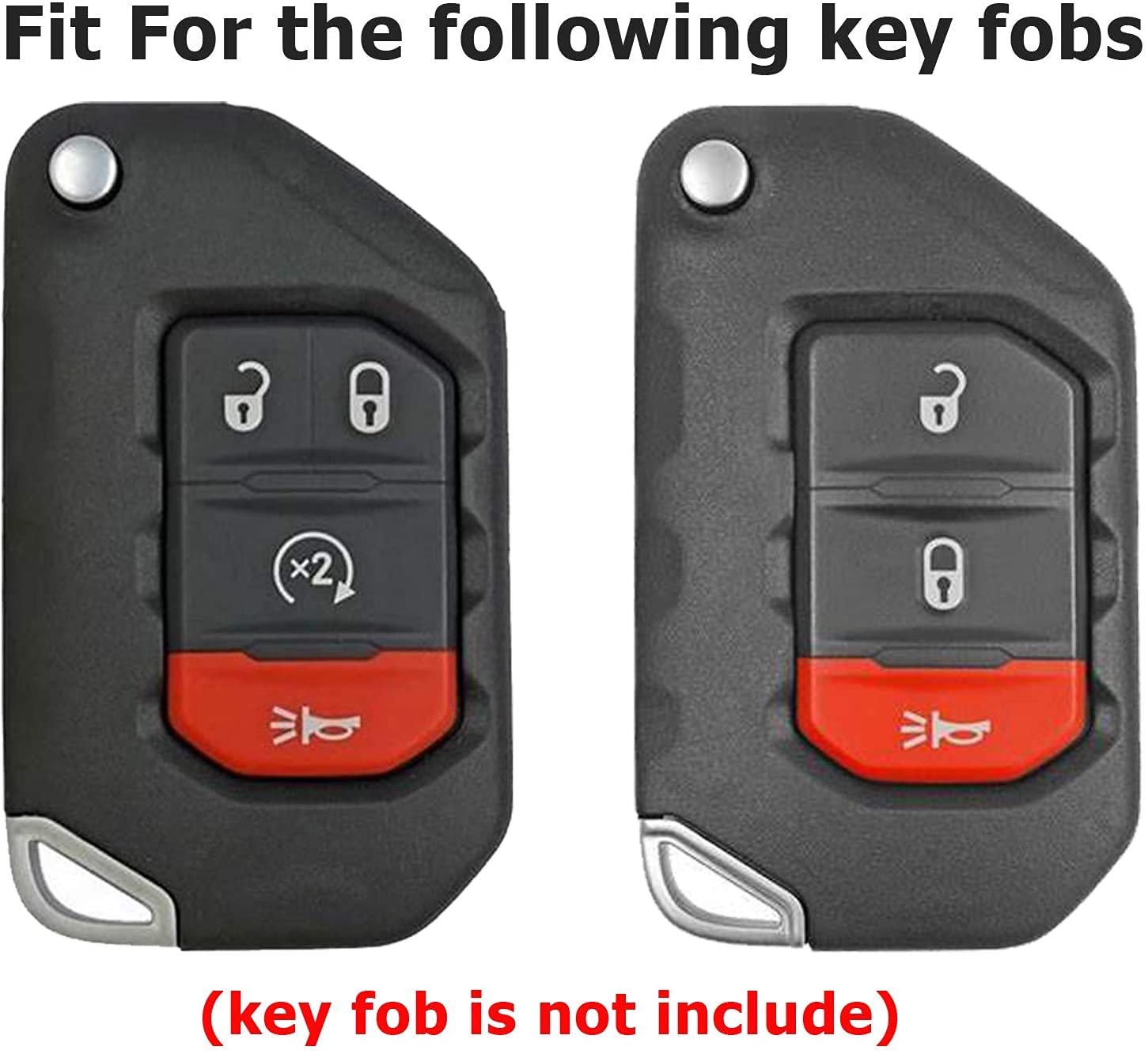 Premium Soft Full Protection Key Fob Cover for Jeep Wrangler & Gladiator (2018-2023) - Compatible with JL, JLU, Rubicon, Sahara Models - Durable Key Shell Case (Red) - Perfect for Off-Road Adventures & Daily Protection
