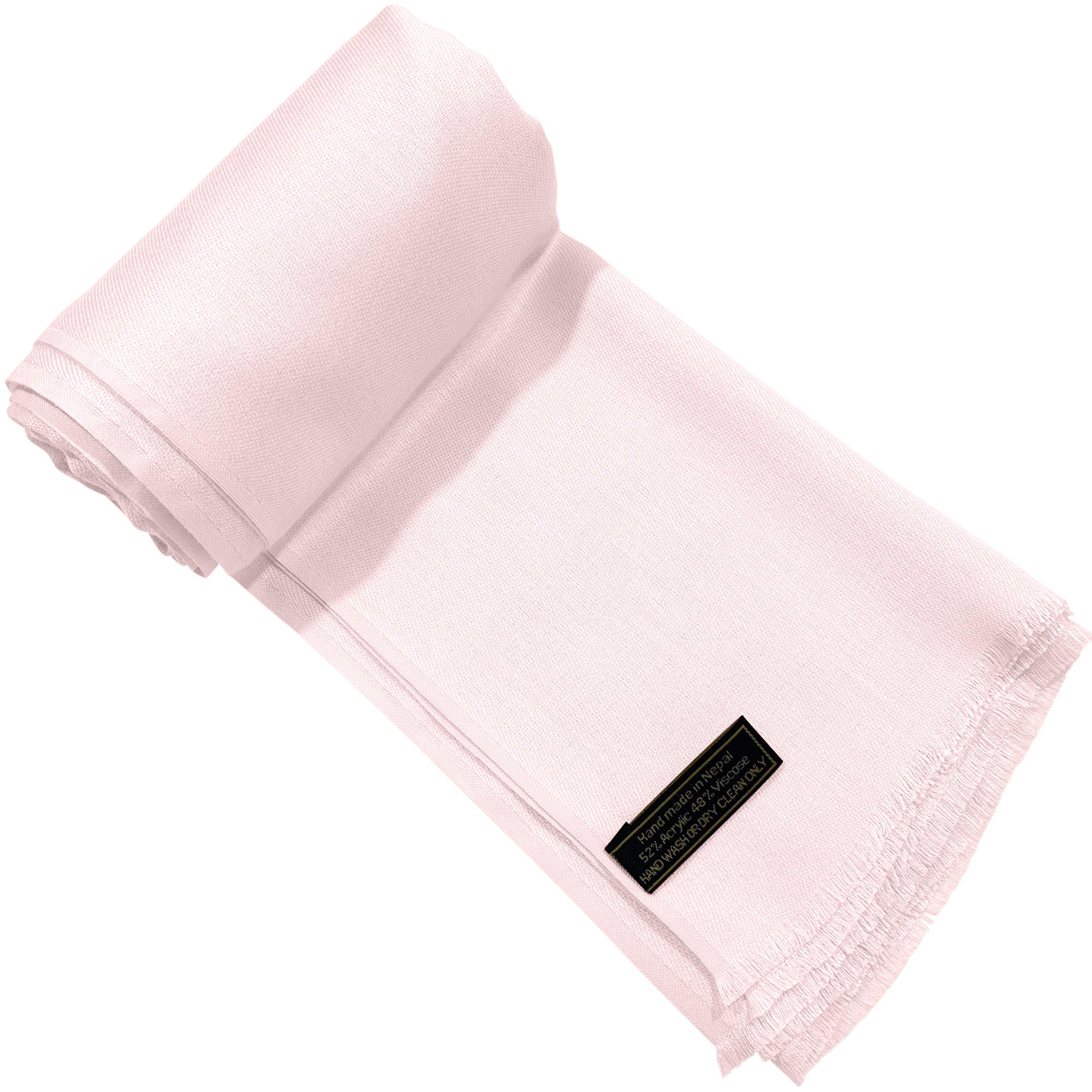 Handmade Nepalese Pashmina Shawl Scarf - Solid Color Fringe Design Wrap Stole for Women | Warm Winter Accessory, Boho Head Wrap, Elegant Evening Wear Gift