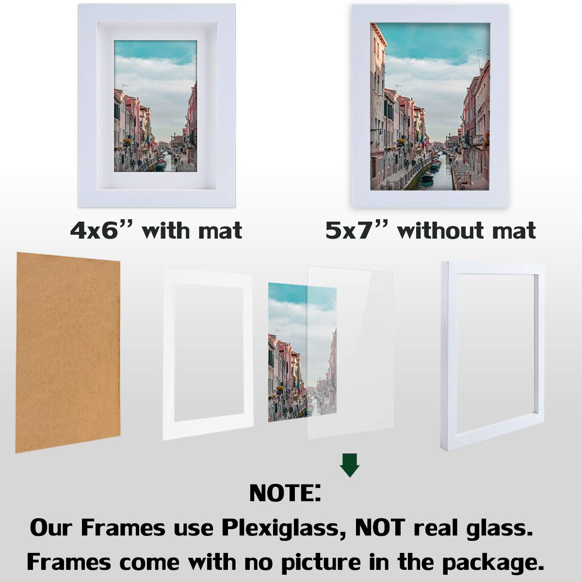 5x7 White Solid Wood Picture Frames - 2 Pack for Wall Mount & Tabletop Display - Perfect for Home Decor, Office, Gallery & Gift Giving