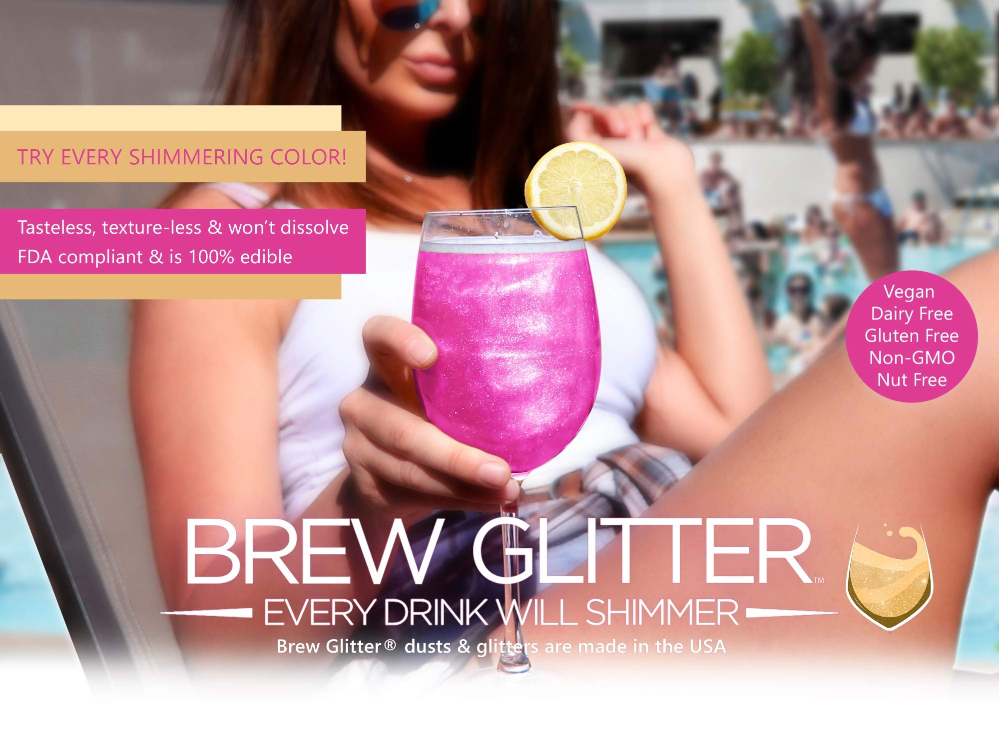 Edible Gold Glitter for Drinks - 100% Food Grade Vegan Glitter Dust for Cocktails, Beer, Beverages & Cake Decorating | KOSHER & HALAL Certified | Gluten & Nut Free (45g Shaker) - Perfect for Party Drinks, Wedding Cocktails & Baking Decorations