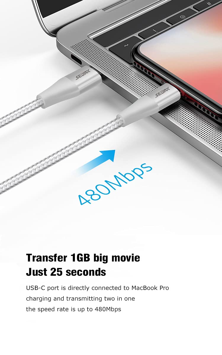 PD Fast Charging 1M USB C to Lightning Cable MFi Certified - High Speed Charger for iPhone 14/13/12/11, iPad Pro/Air/Mini - Durable Nylon Braided White Cable - Perfect for Home, Office & Travel Charging
