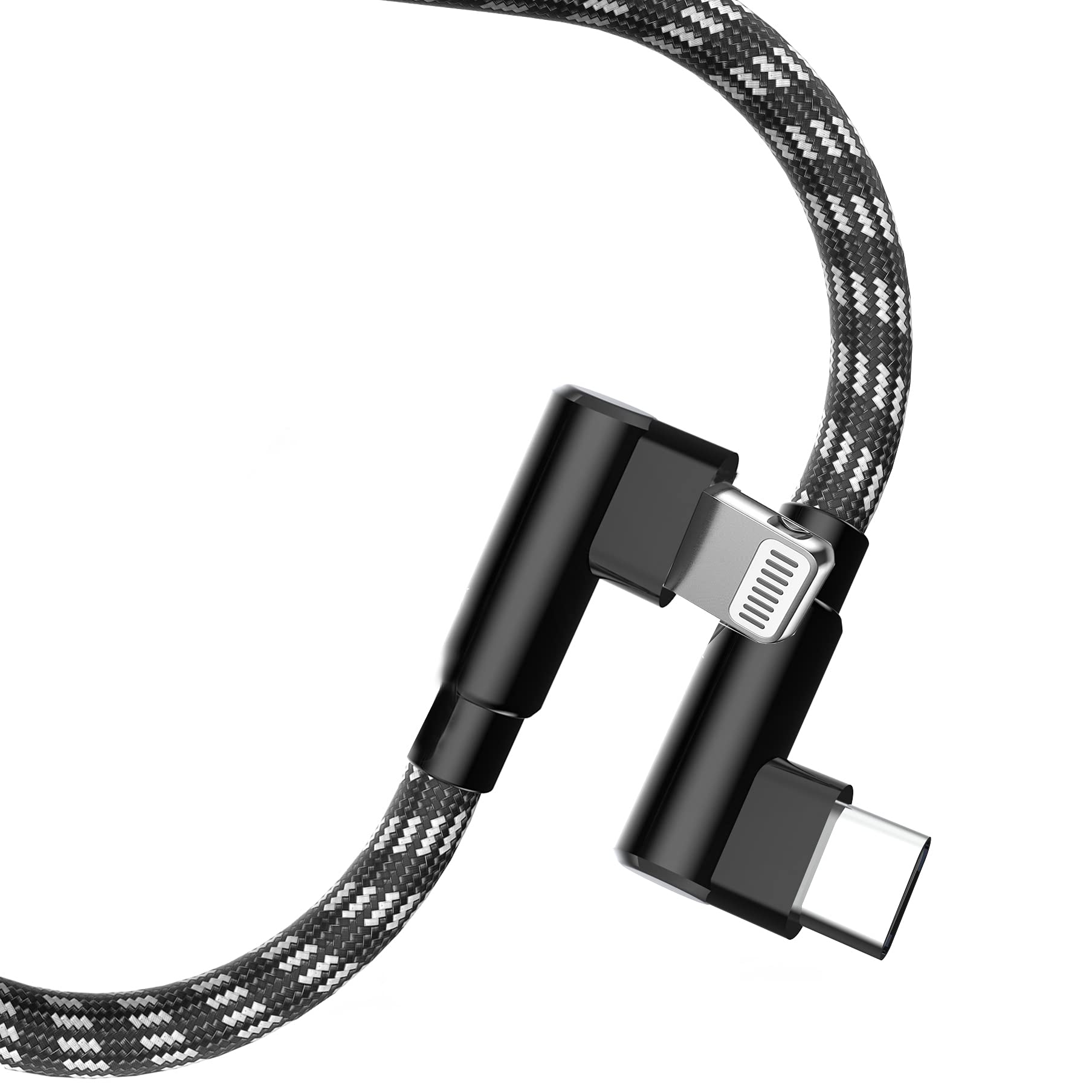 Agoz 10FT Apple MFI Certified Lightning to USB C Cable - 90° Right Angle Fast Charging Cord for iPhone 14/13/12 Pro Max/SE/11/XS MAX/XR/X/8/7/6/5 - Durable Charger for Home, Office & Travel