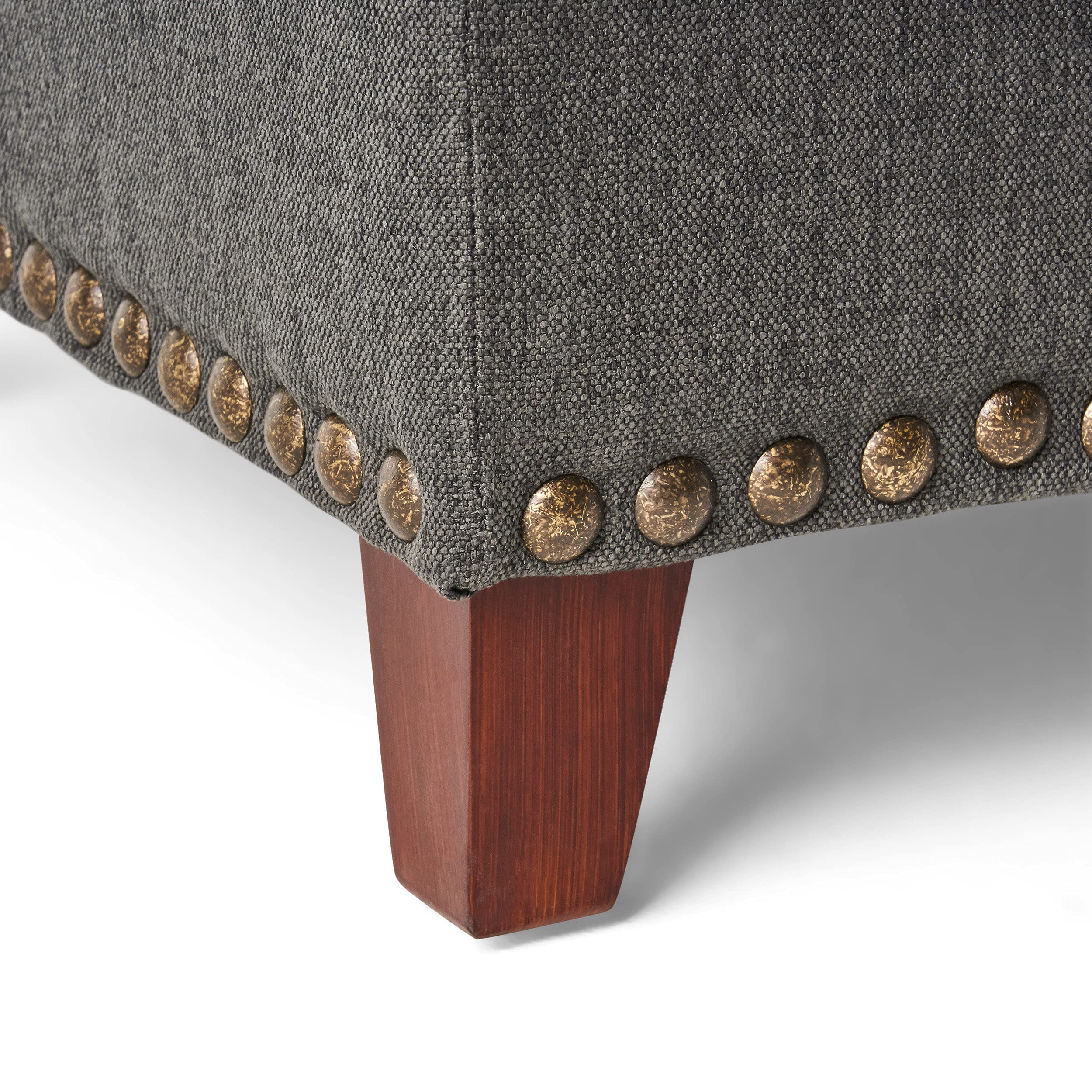 Christopher Knight Home Obert Ottoman - Dark Gray Storage Bench with Tufted Upholstery | Perfect for Living Room, Bedroom & Entryway Seating & Organization