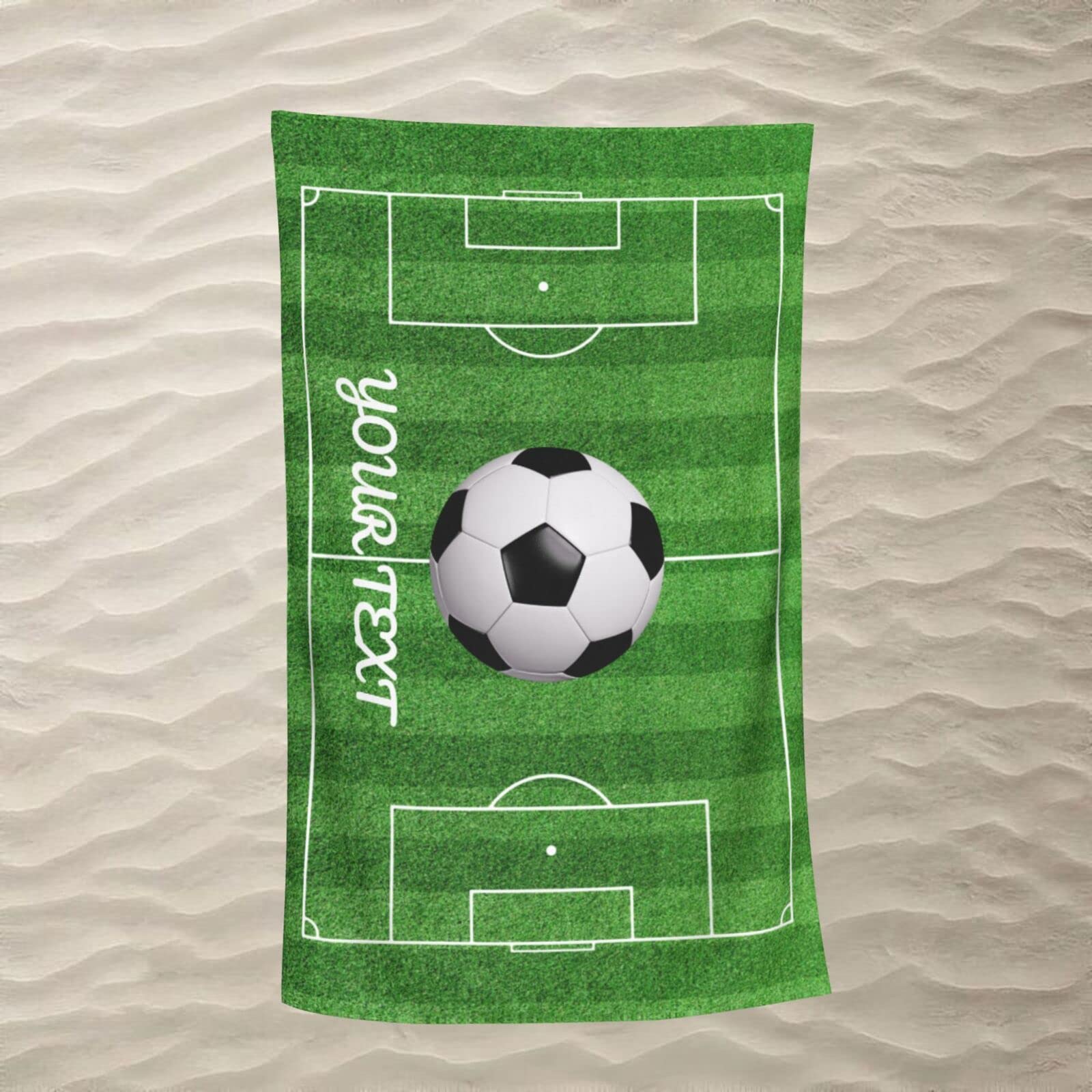 Custom Personalized Soccer Beach Towel with Name & Photo - Quick Dry Microfiber Pool Towel for Men, Women, Kids - Perfect for Beach, Pool, Sports Events & Gifts