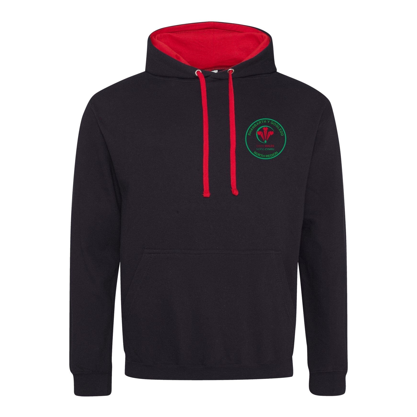 Swim Wales North Regional Racing Series 2025 Hoodie - Jet Black & Fire Red - Comfortable Swim Team Apparel for Training & Competition