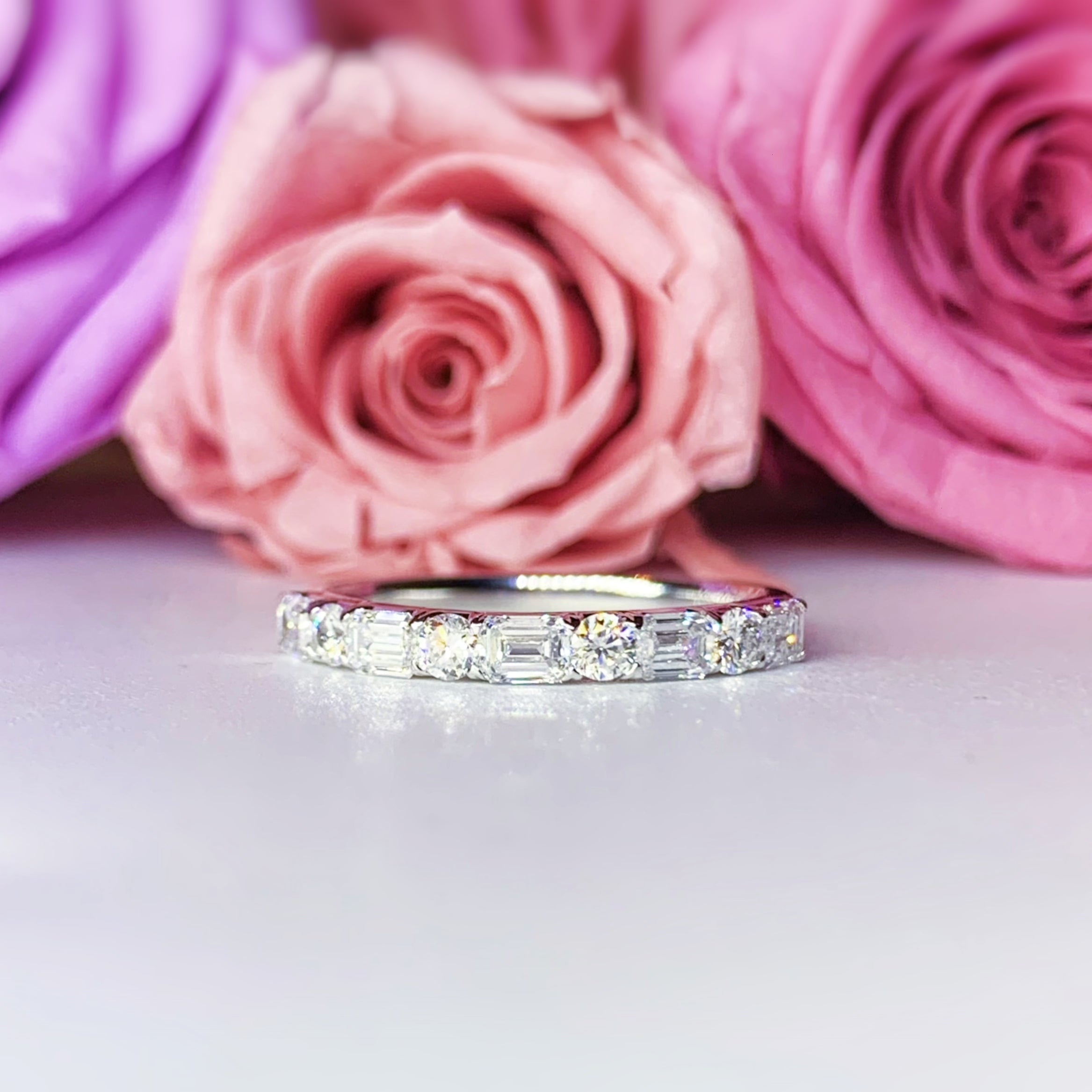 0.75CTW Emerald and Diamond Half Eternity Wedding Band in 14K Gold - Perfect for Engagement, Anniversary & Bridal Jewelry Gifts (LGR075)