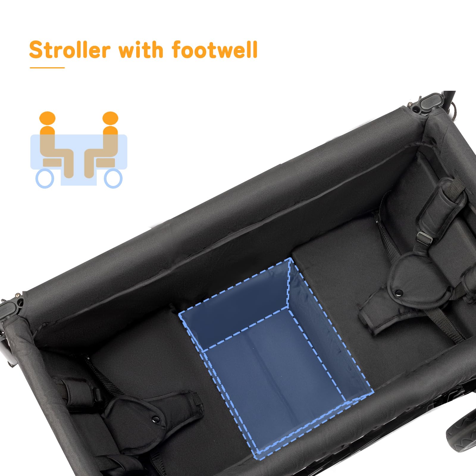 **Lightweight Aluminum Stroller Wagon for 2 Kids – Adjustable Canopy, XL All-Terrain Wheels & Footwell – Perfect for Park Outings, Beach Trips, and Family Adventures**