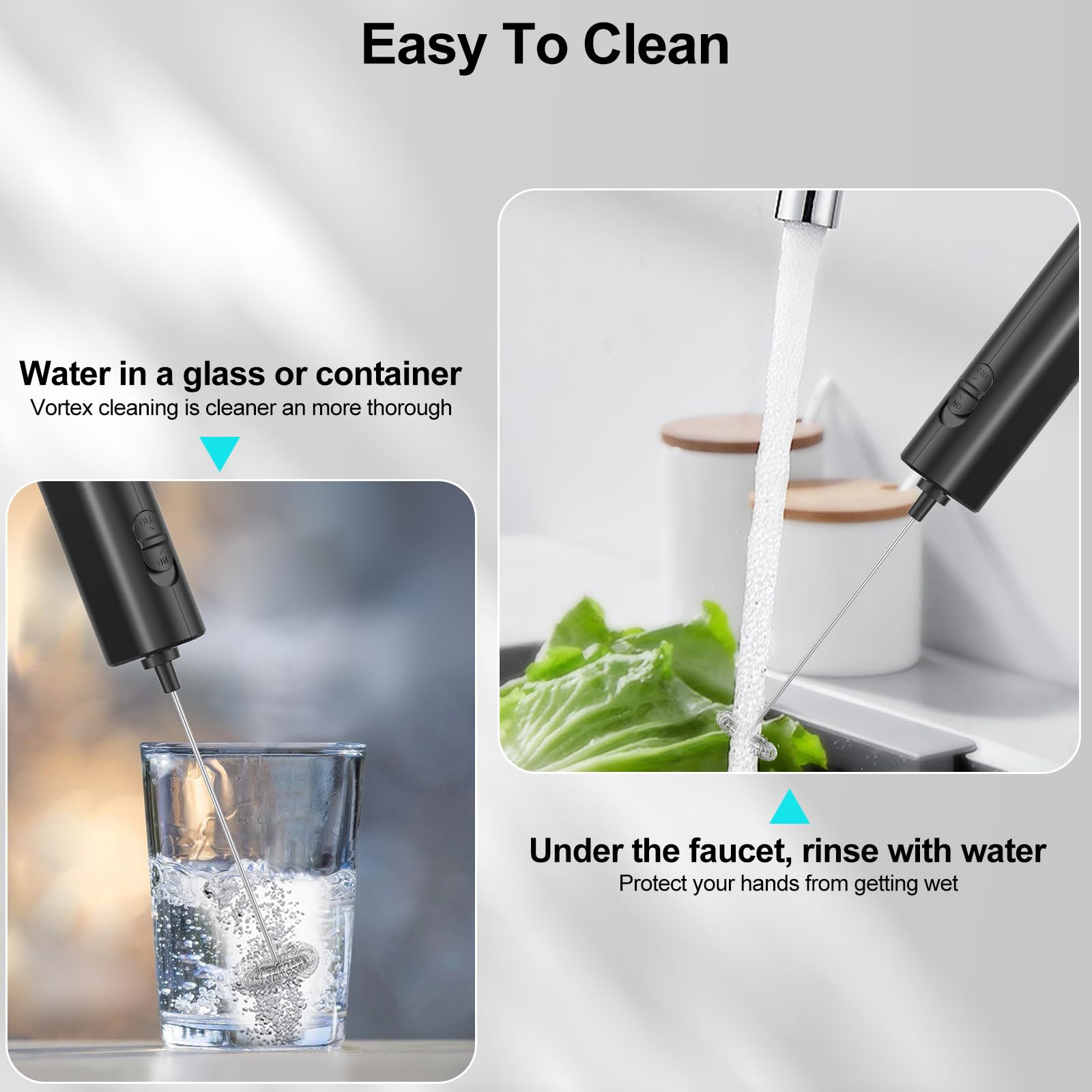 COKUNST Handheld Milk Frother - Battery Powered Mini Whisk & Drink Mixer for Coffee, Matcha, Latte, Cappuccino & Hot Chocolate | Portable Foam Maker for Home, Office & Travel Use