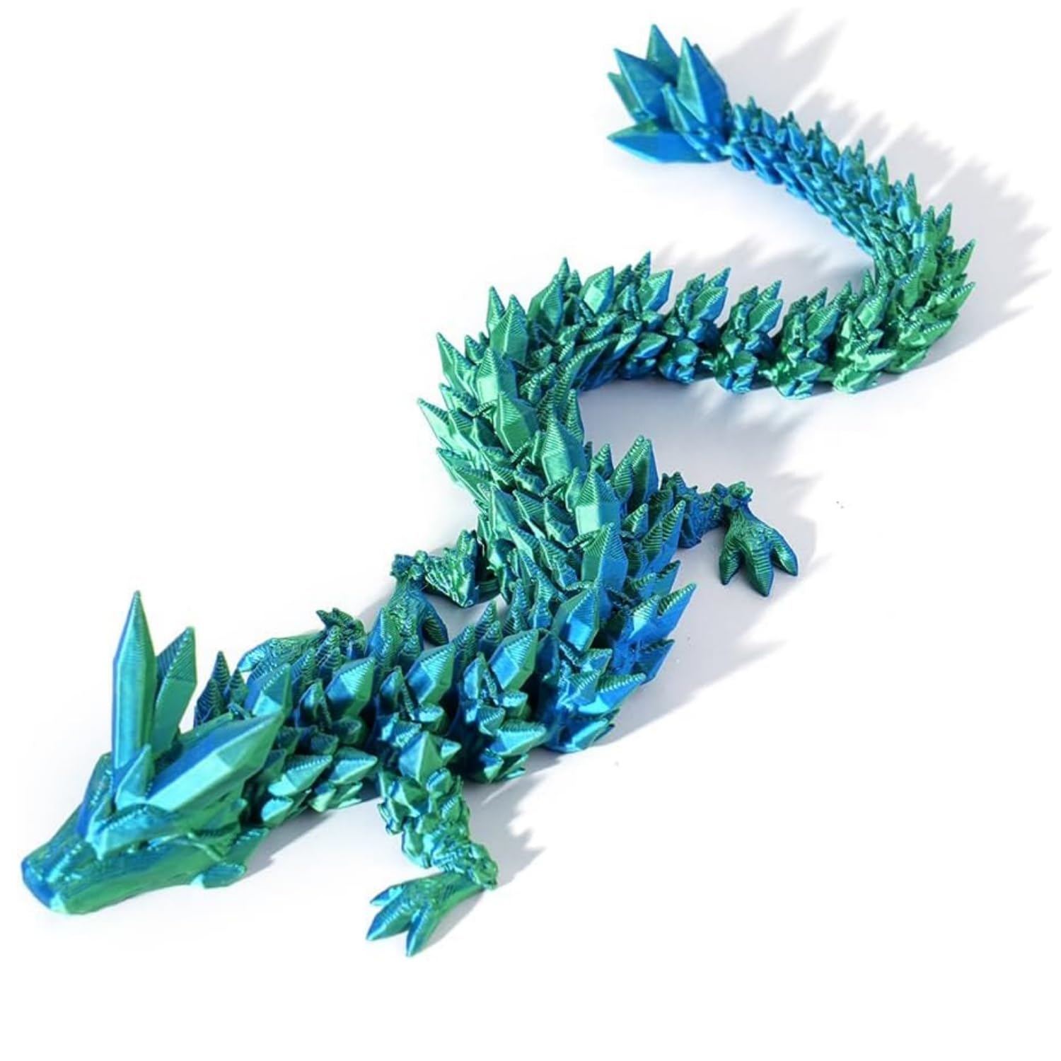 3D Printed Crystal Dragon - 12 Inch Flexible Articulated Dragon Model Set of 3, Desk Decor for Home & Office, Fidget Toys for Adults with ADHD/Autism (Rainbow, Red, Gold, Green) - Perfect for Stress Relief, Creative Display and Fantasy Collections