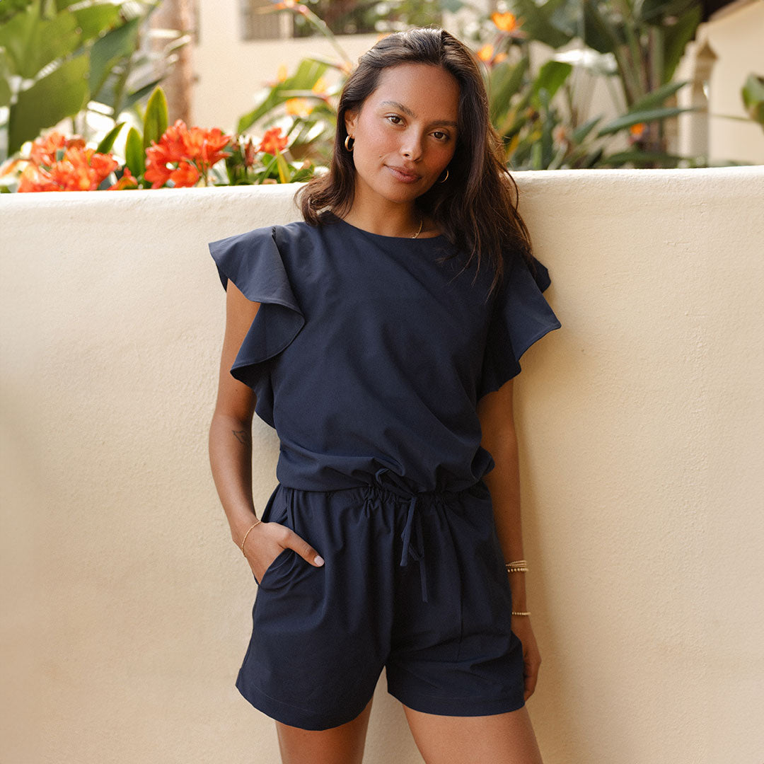True Blue 9 to 9 Romper - Stylish & Comfortable Baby Jumpsuit for Daycare, Playdates & Family Outings