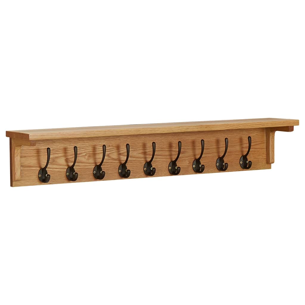 iFCOW 35.4 Inch Solid Oak Wood Coat Rack with Hooks - Sturdy Wall Mounted Entryway Organizer for Jackets, Hats, Bags & Scarves | Perfect for Hallway, Bedroom or Mudroom Storage
