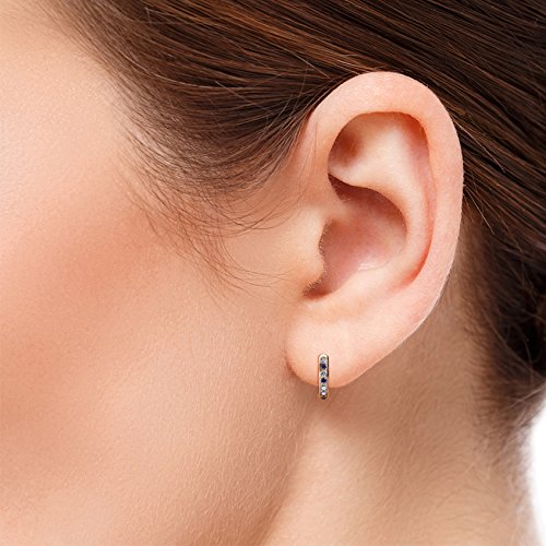 14K Gold Petite Iolite & Natural Diamond Hoop Earrings (1/4 ctw) - Elegant Jewelry for Women, Perfect for Weddings, Parties & Everyday Wear