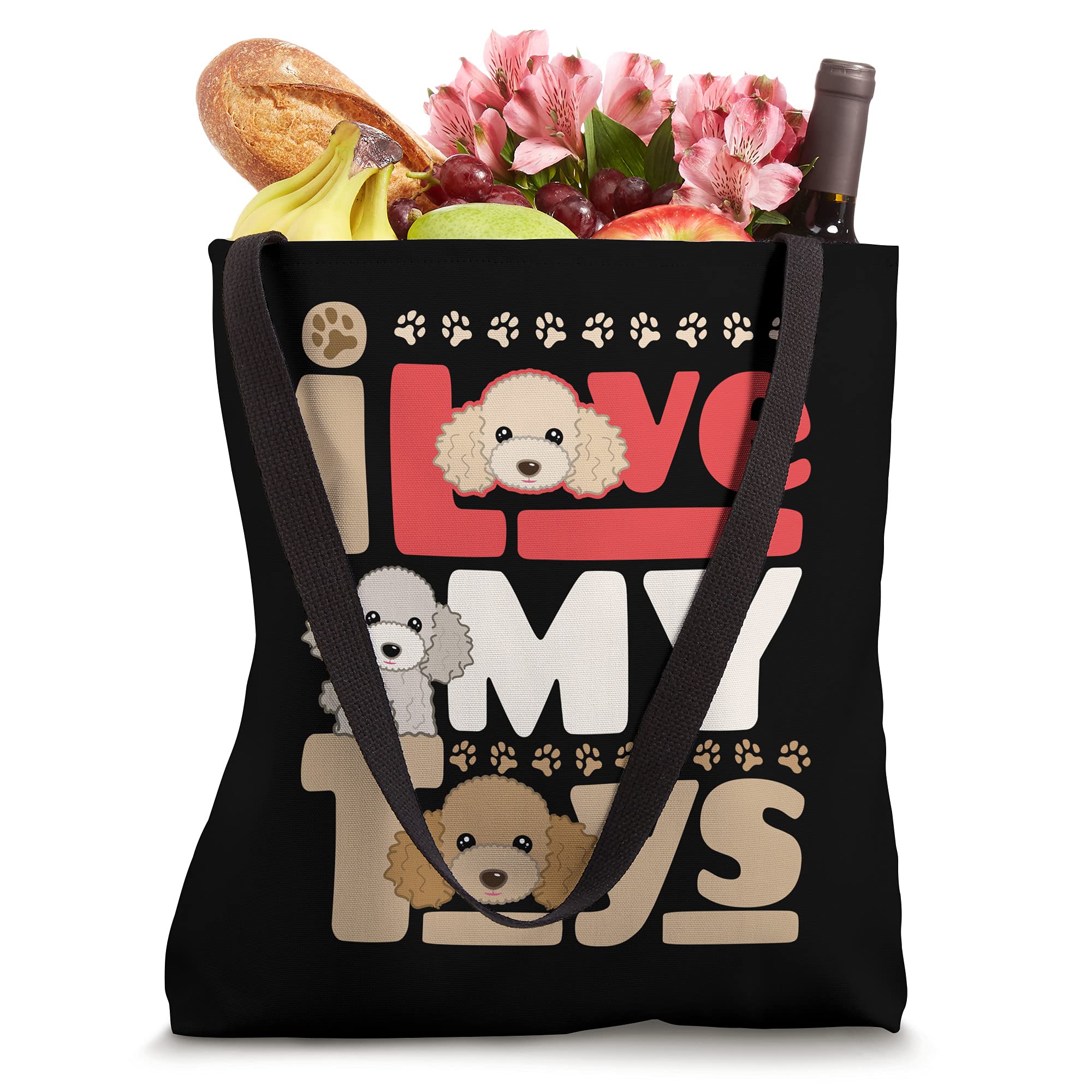 Cute Poodle Tote Bag - I Love My Dog for Shopping & Travel