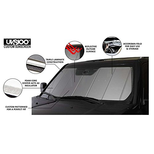 Covercraft UV11358BL Blue Metallic Accordion Fold Car Windshield Sun Shade - UVS100 Heat Shield for Sun Protection & Temperature Control - Perfect for Parking in Direct Sunlight